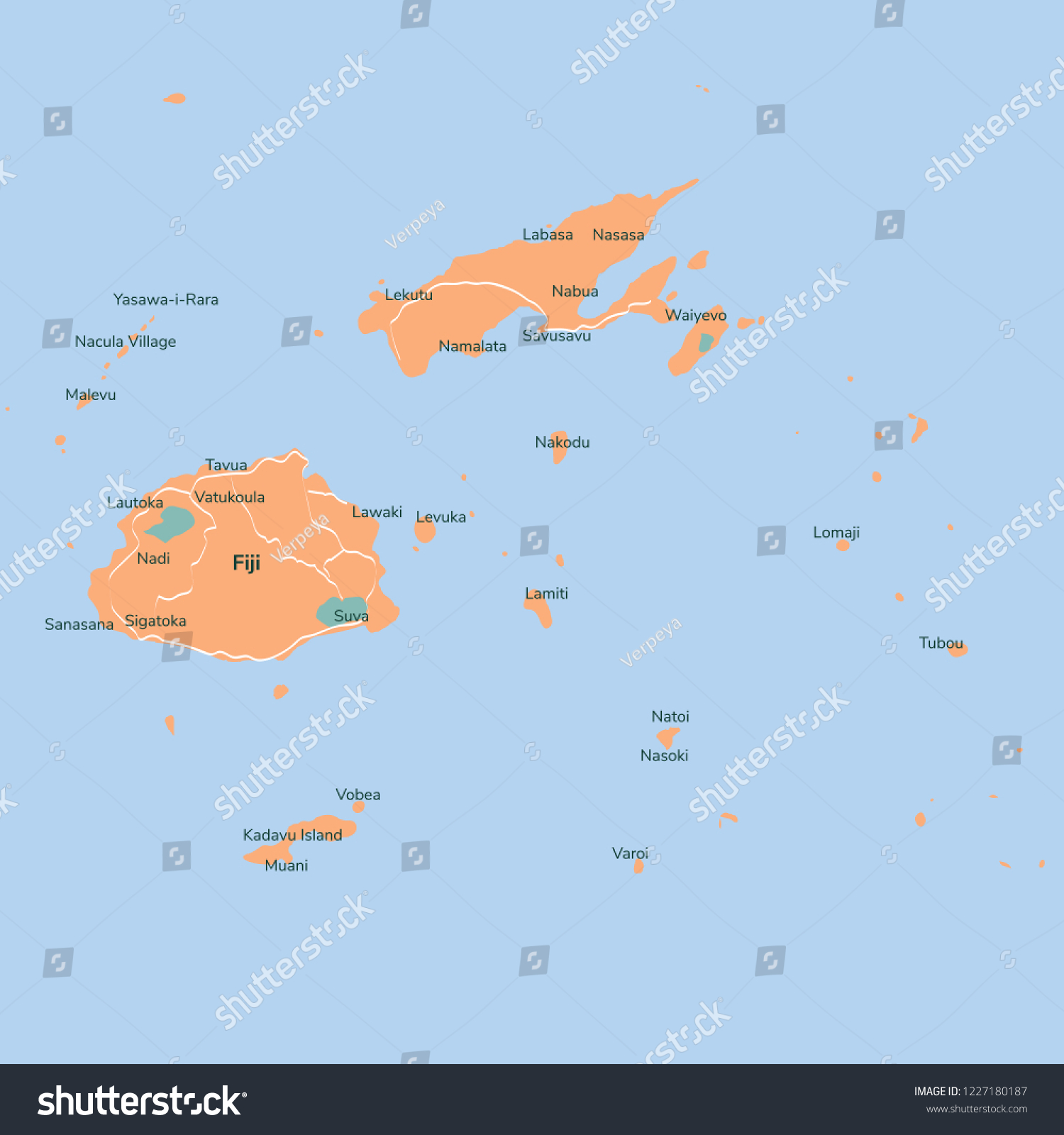 Vector Map Fiji Isolated Vector Illustration Stock Vector Royalty Free