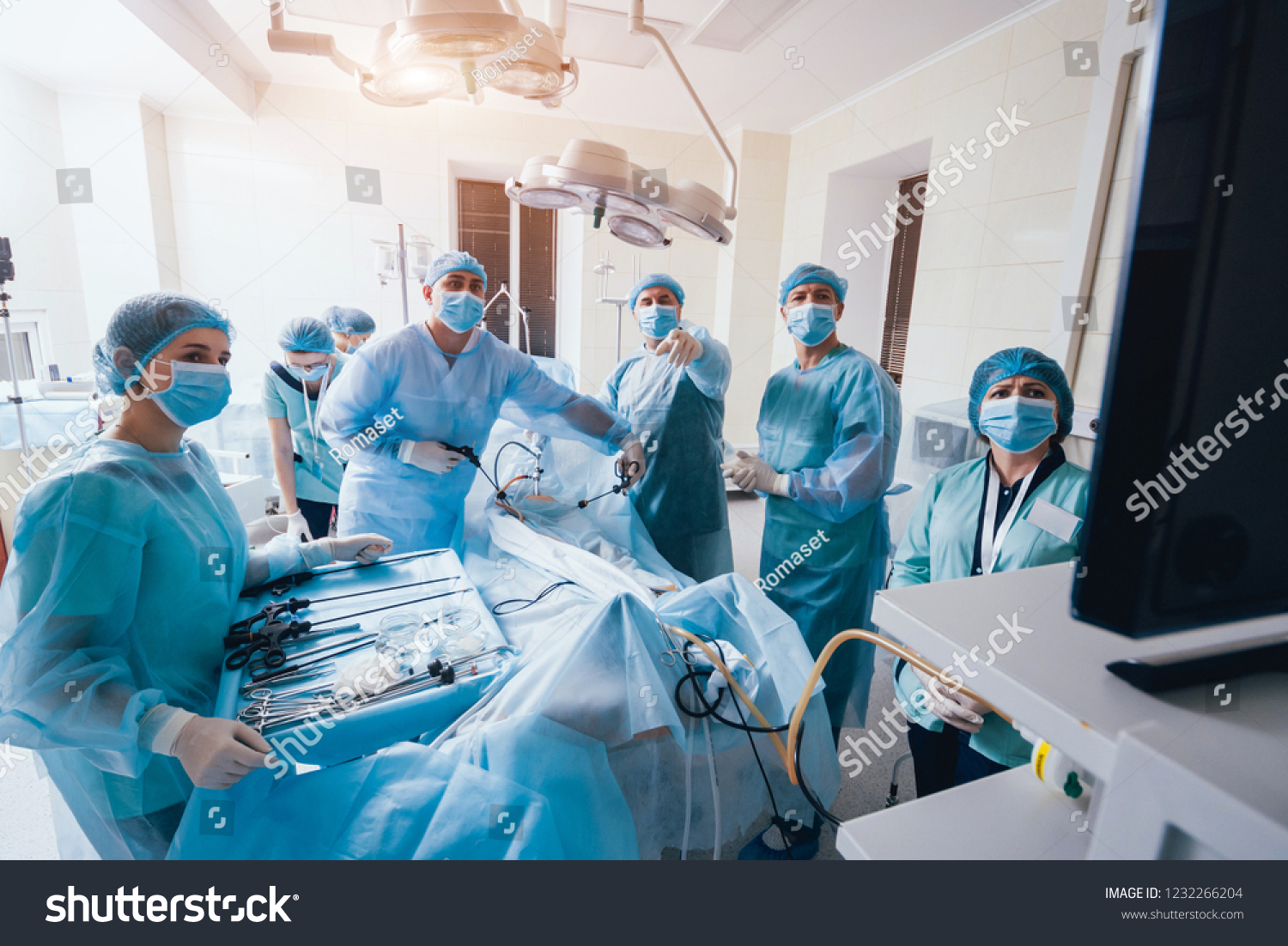 Process Gynecological Surgery Operation Using Laparoscopic Stock Photo