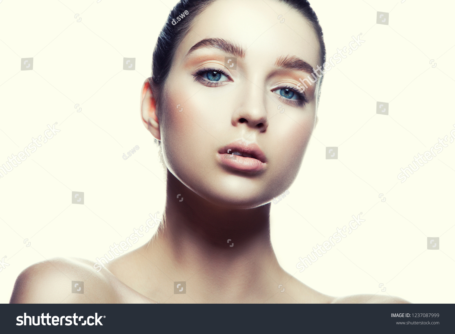 Beauty Portrait Model Girl Nude Makeup Stock Photo 1237087999