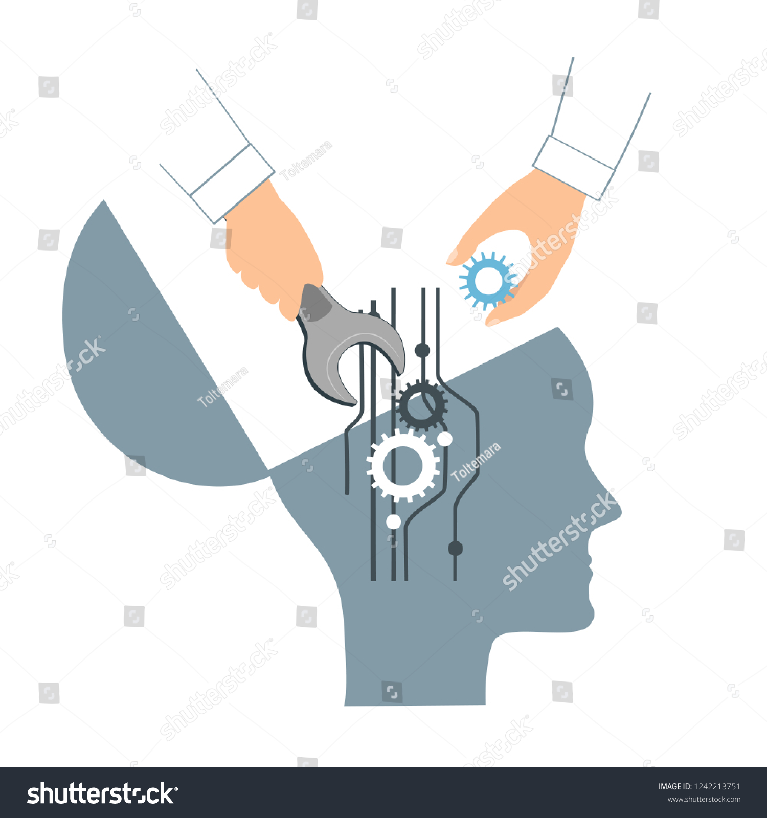 Nlp Neurolinguistic Programming Concept Open Human Stock Vector