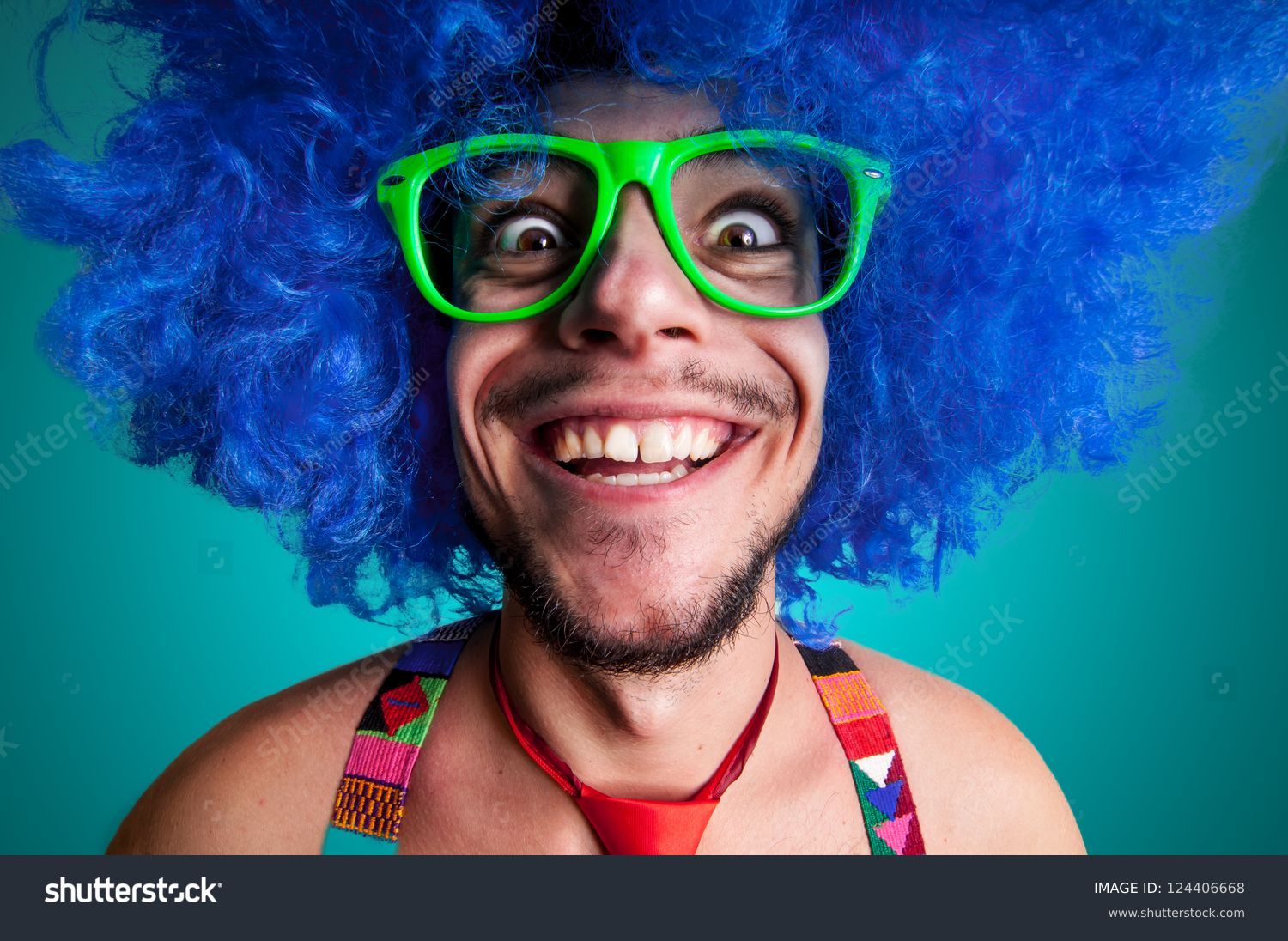 Funny Guy Naked Blue Wig Red Stock Photo Shutterstock