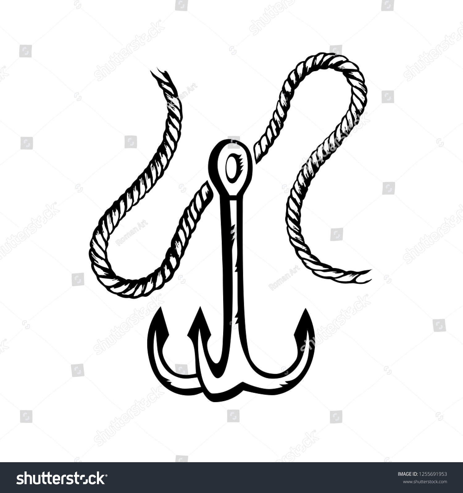 Nautical Anchor Rope Hand Drawn Vector Stock Vector Royalty Free