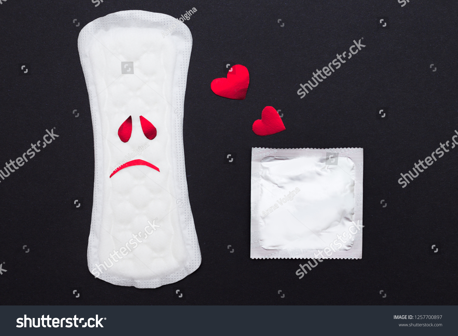 Sex During Menstruation Concept White Pad Stock Photo