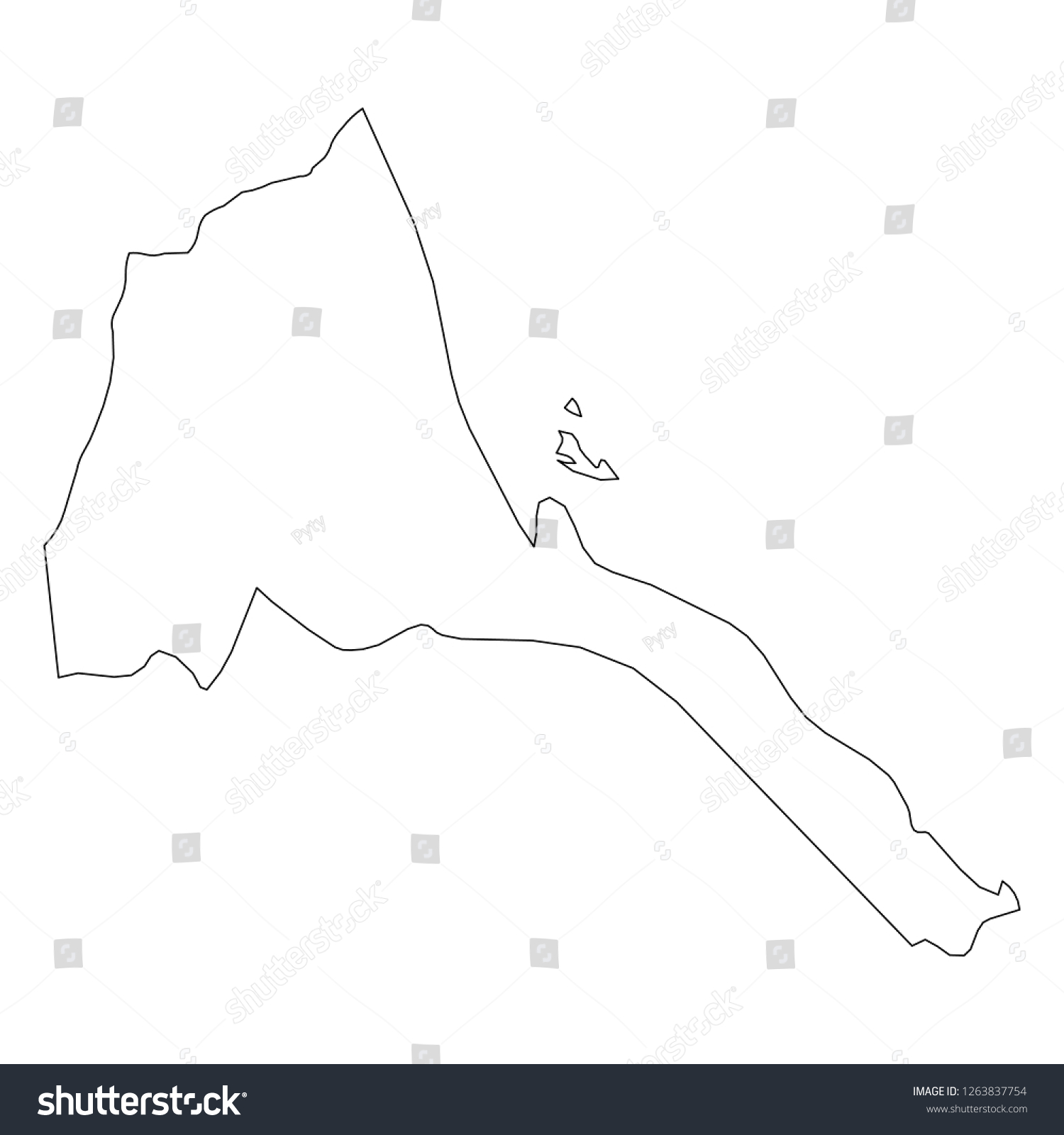 Eritrea Solid Black Outline Border Map Stock Vector Royalty Free