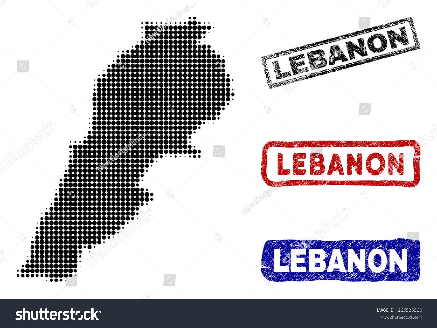 Halftone Dot Vector Abstract Lebanon Map Stock Vector Royalty Free