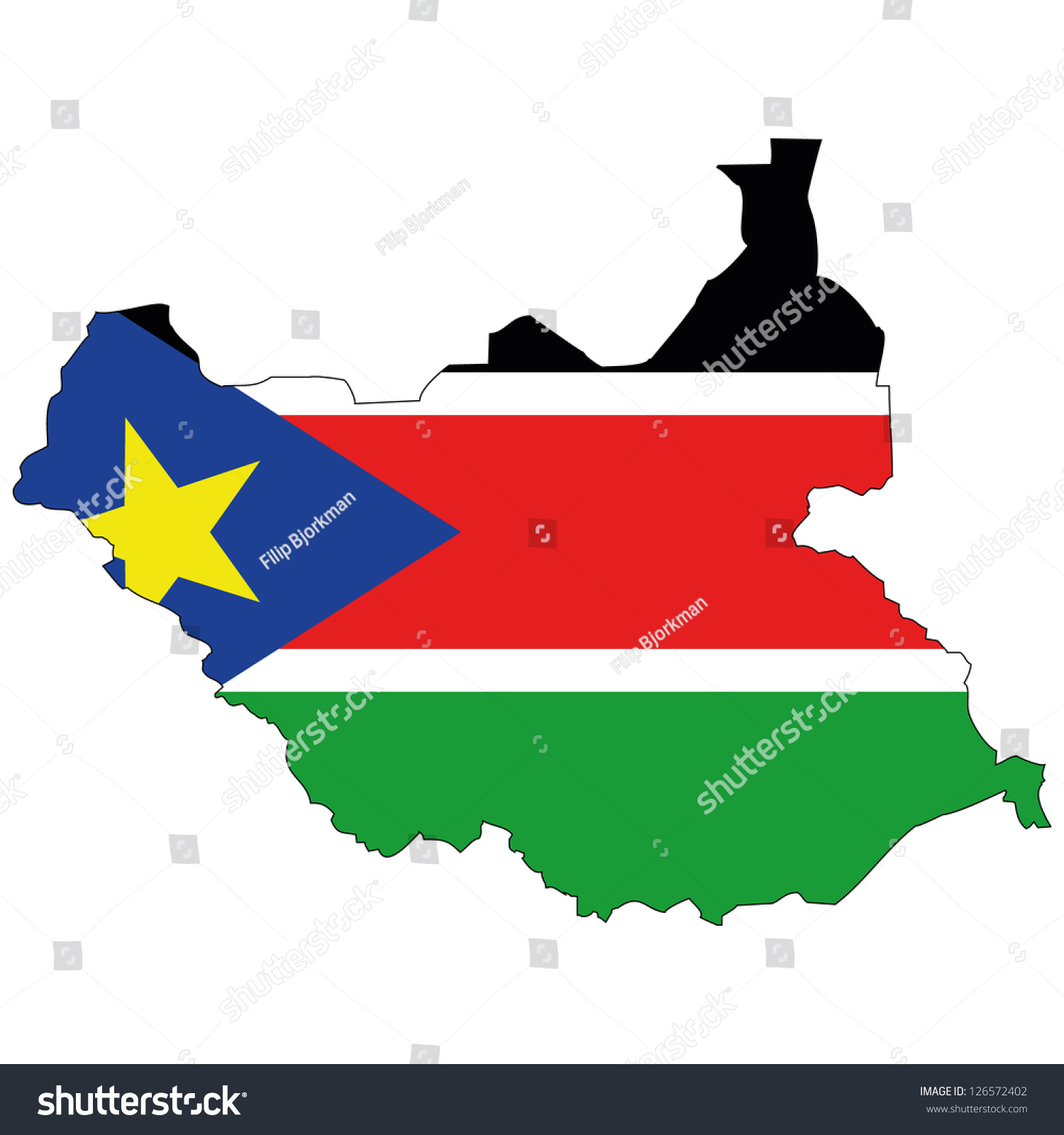 Vektor Stok South Sudan Vector Map Flag Inside Tanpa Royalti Shutterstock