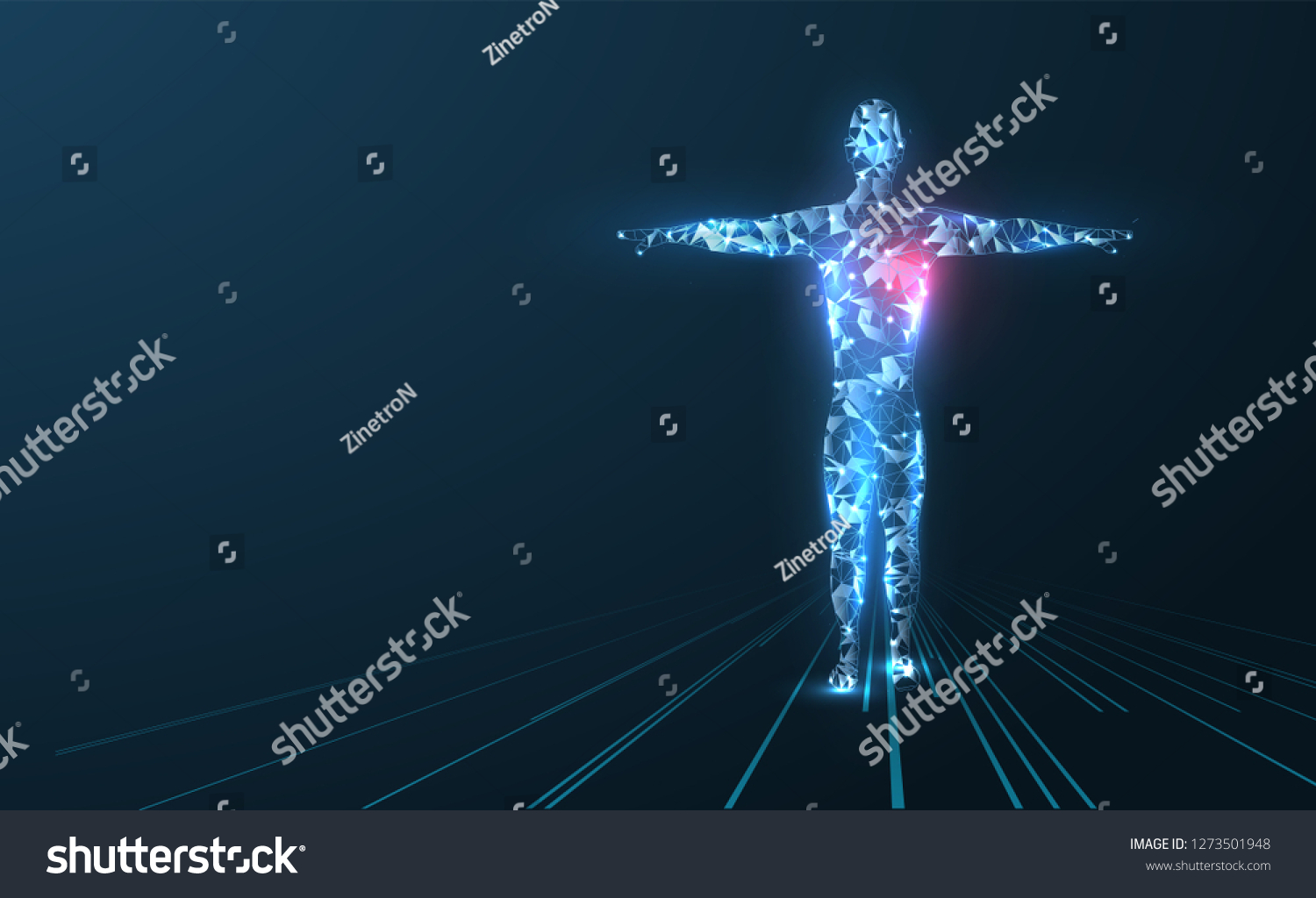 Human Body Low Poly Wireframe Stock Vector Royalty Free