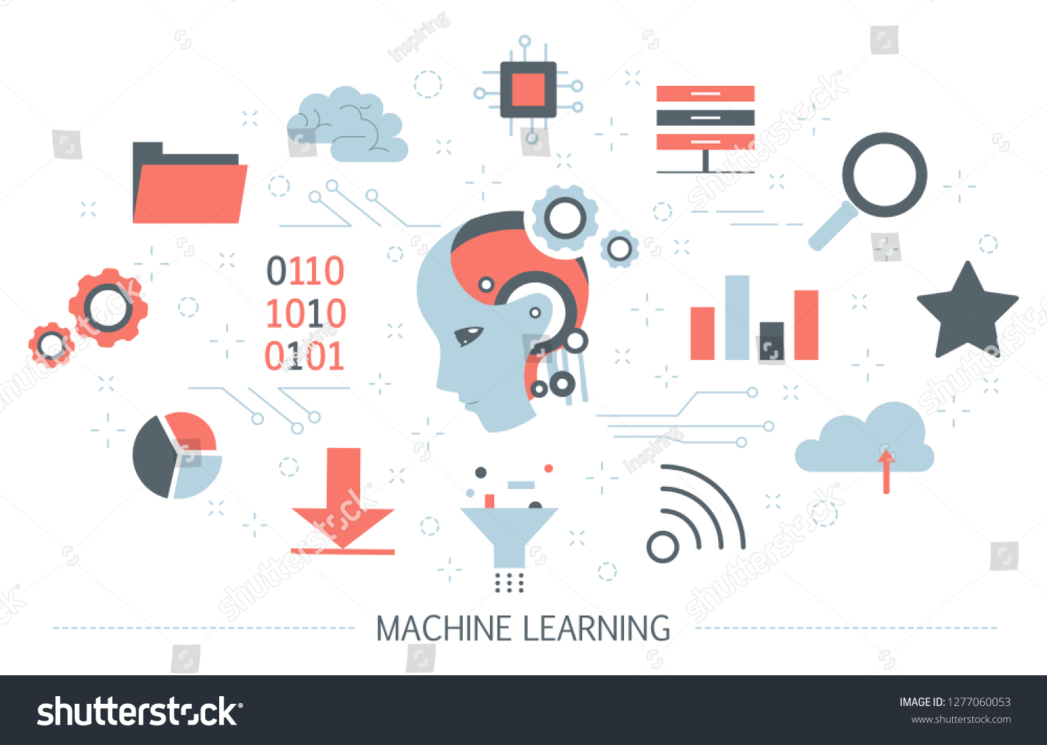 Machine Learning Concept Artificial Intelligence Learning Stock Vector