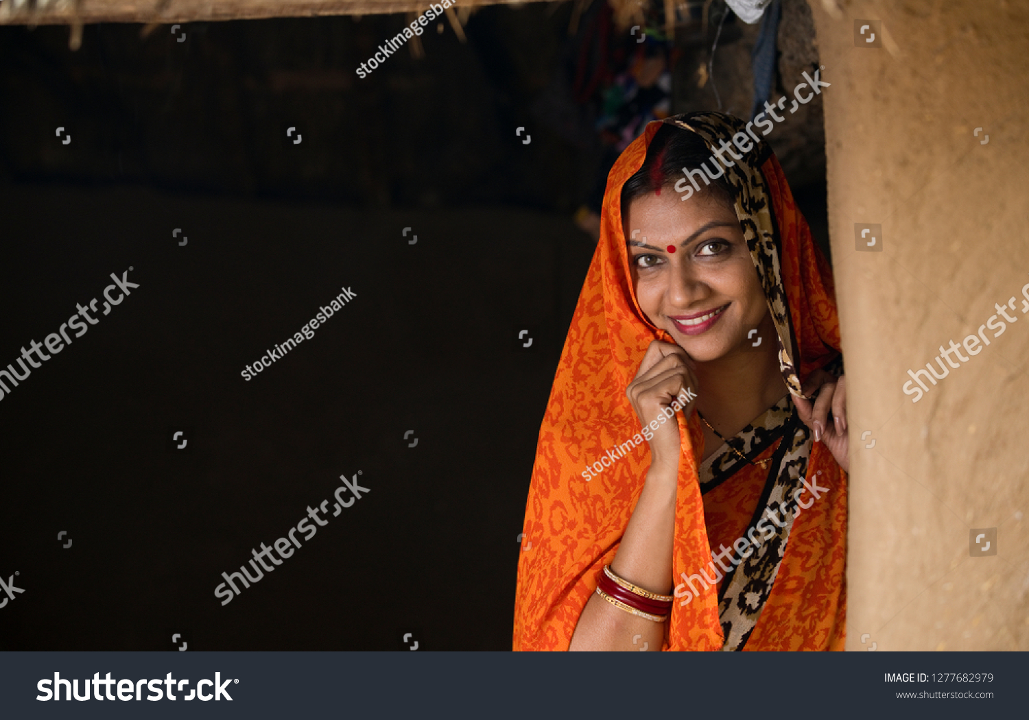 Portrait Indian Woman Sari Village Stock Photo Shutterstock