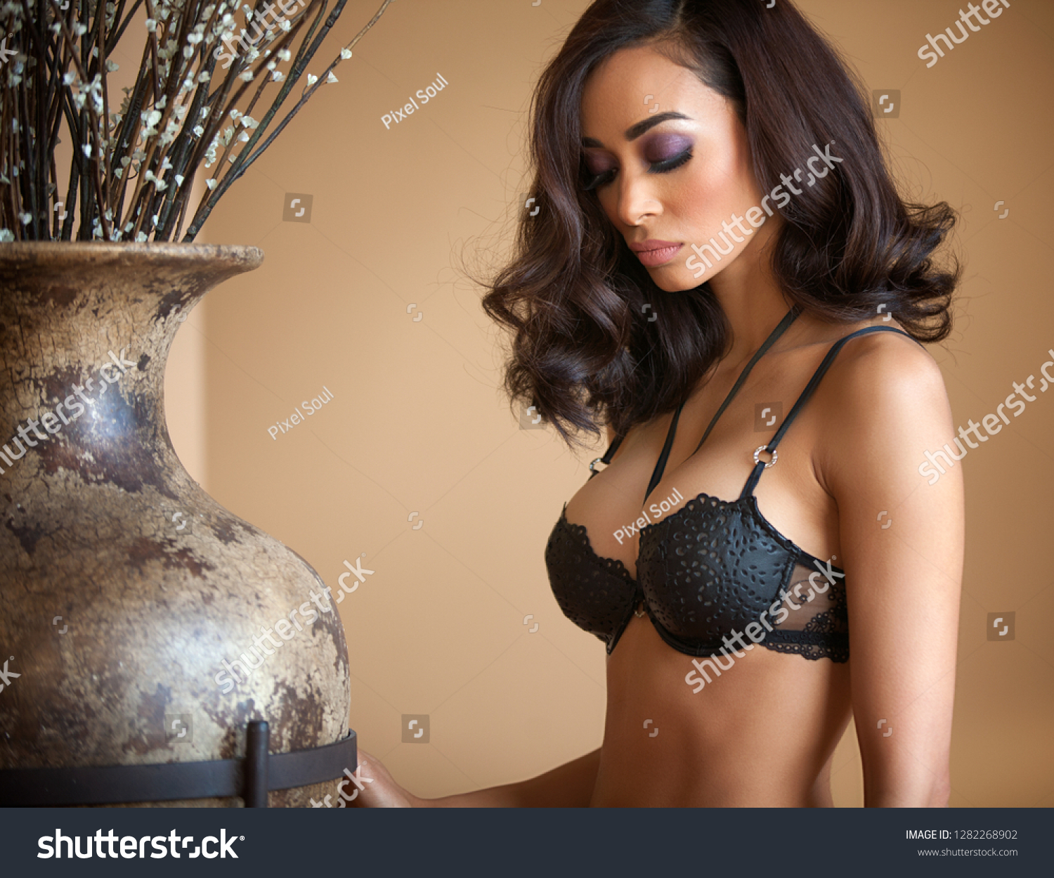 Sexy Black Woman Lingerie Stockfoto 1282268902 Shutterstock