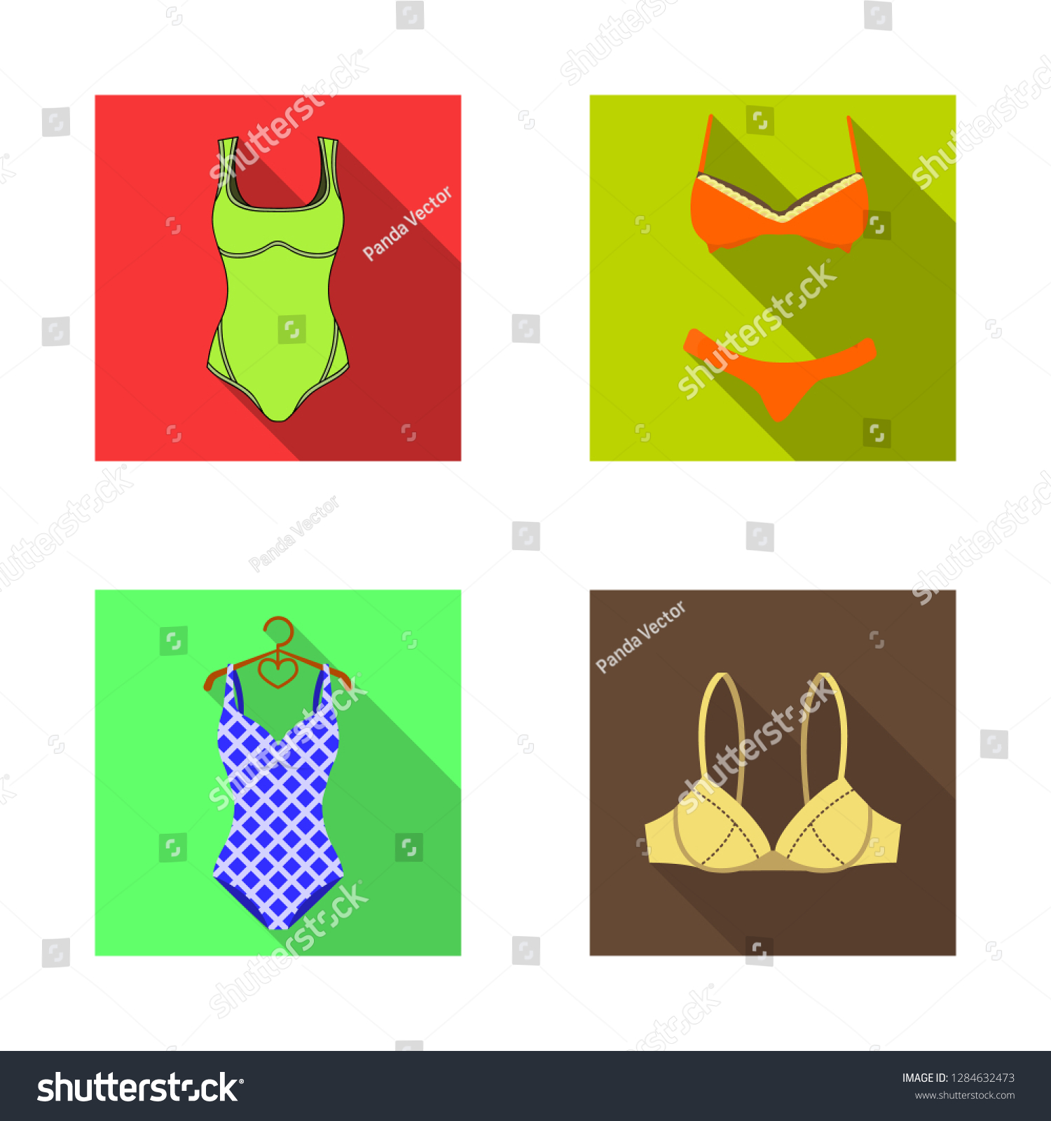 Vector Illustration Bikini Fashion Icon Collection Stock Vector