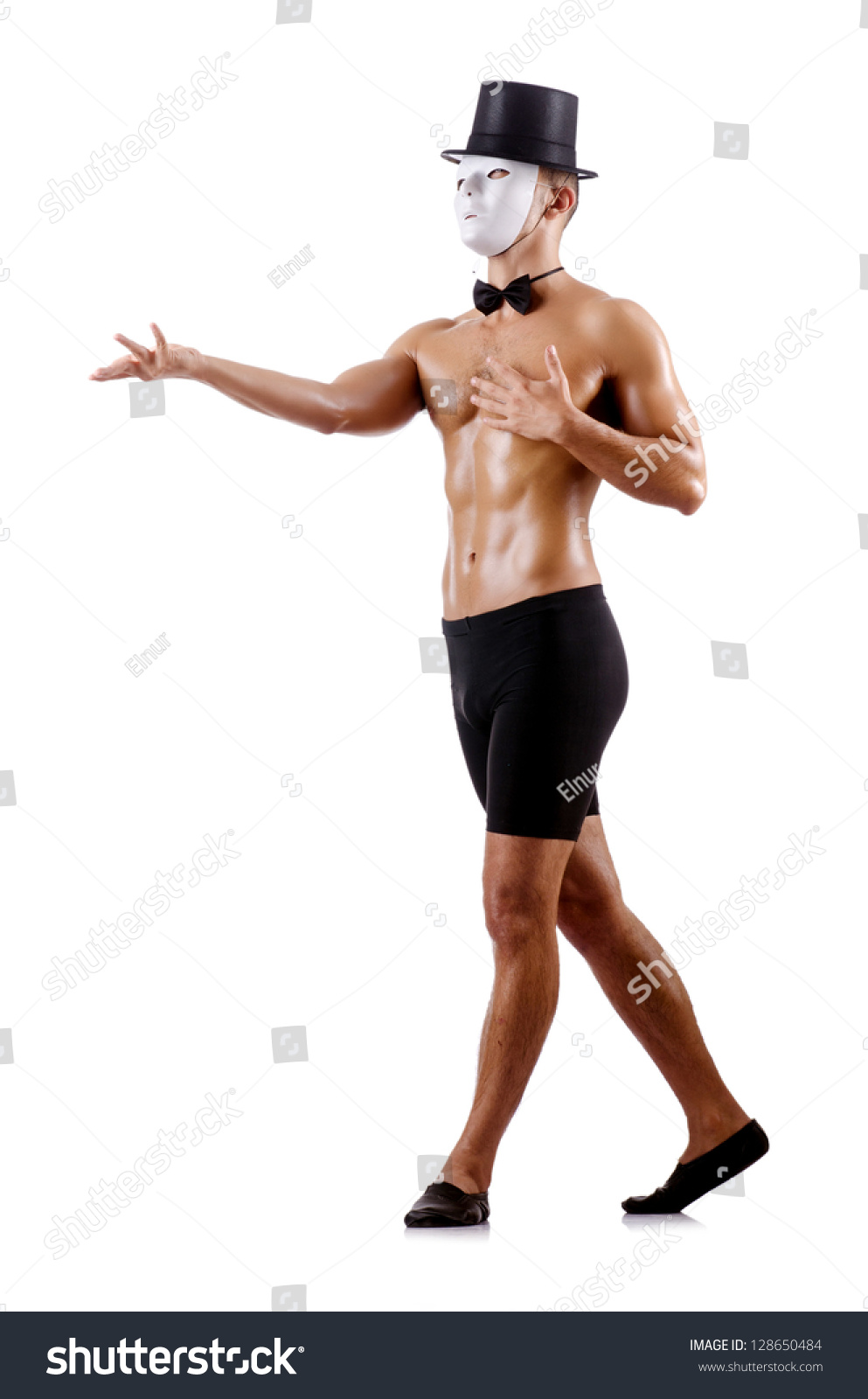 Naked Muscular Mime Isolated On White Stock Photo Shutterstock