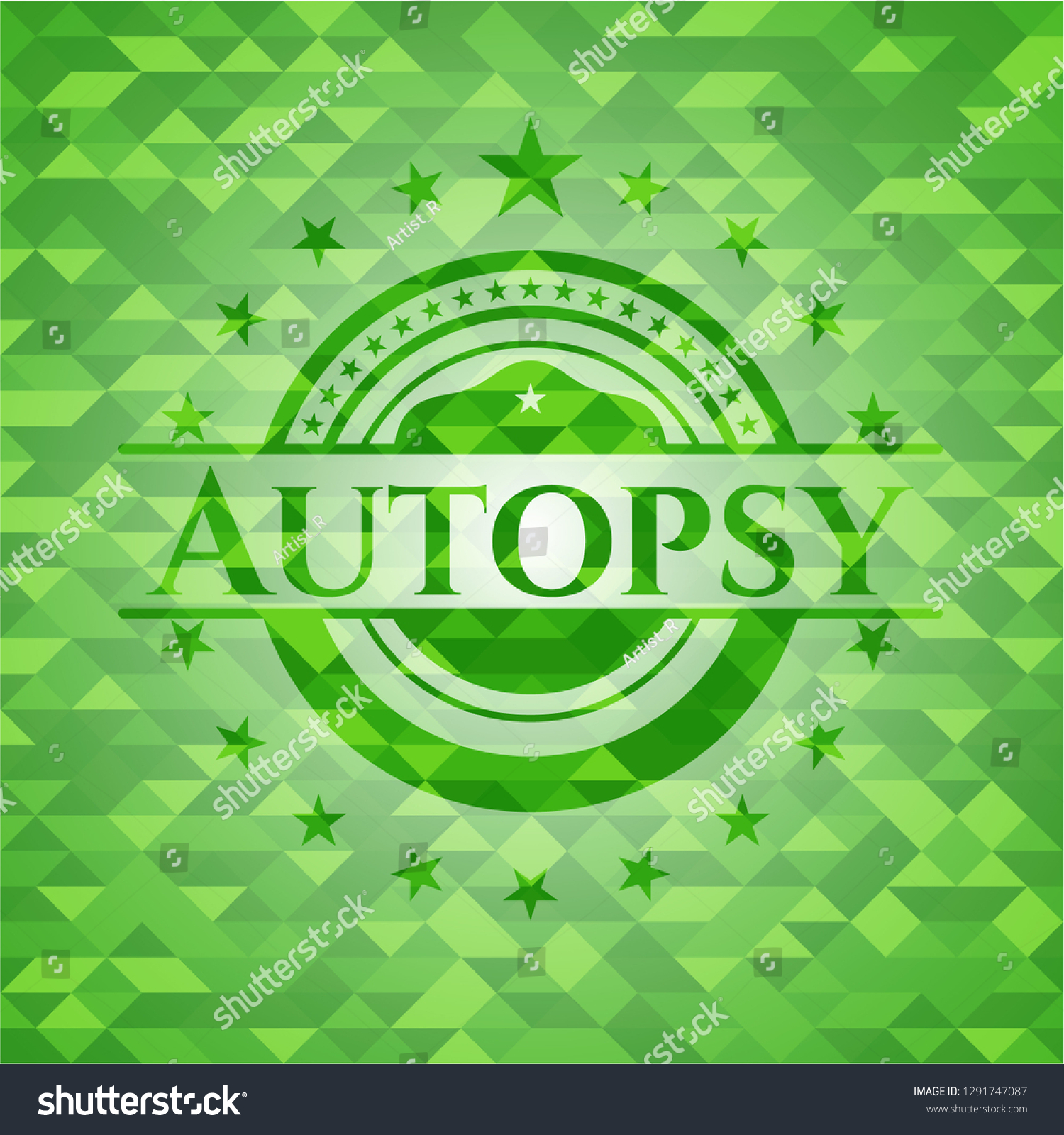 Vektor Stok Autopsy Green Emblem Mosaic Ecological Style Tanpa Royalti