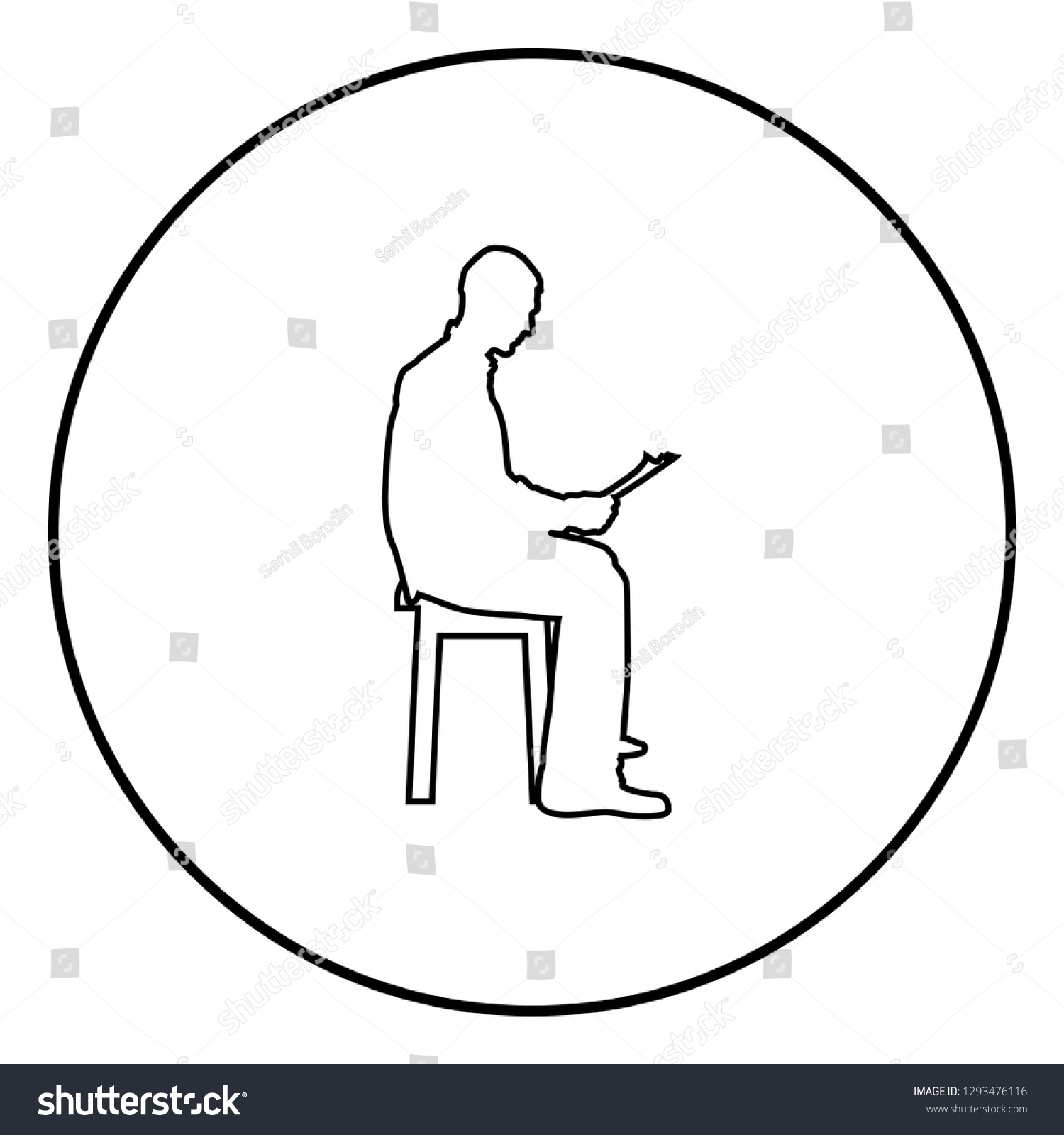 Man Sitting Reading Silhouette Concept Learing Stock Vector Royalty Free Shutterstock