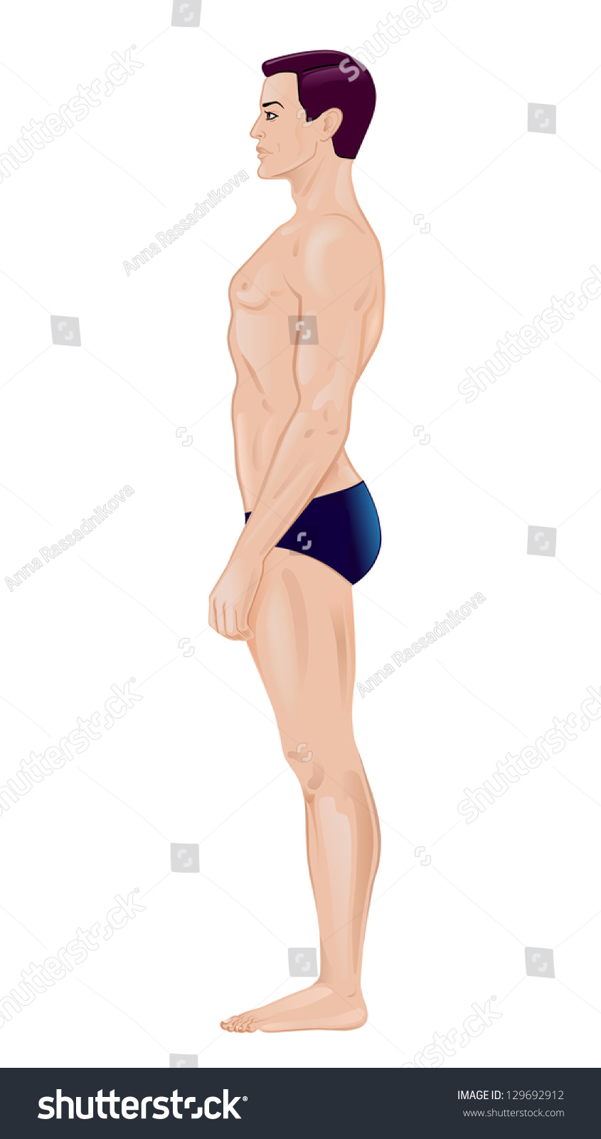 Full Length Profile Standing Naked Man 스톡 일러스트 129692912 Shutterstock