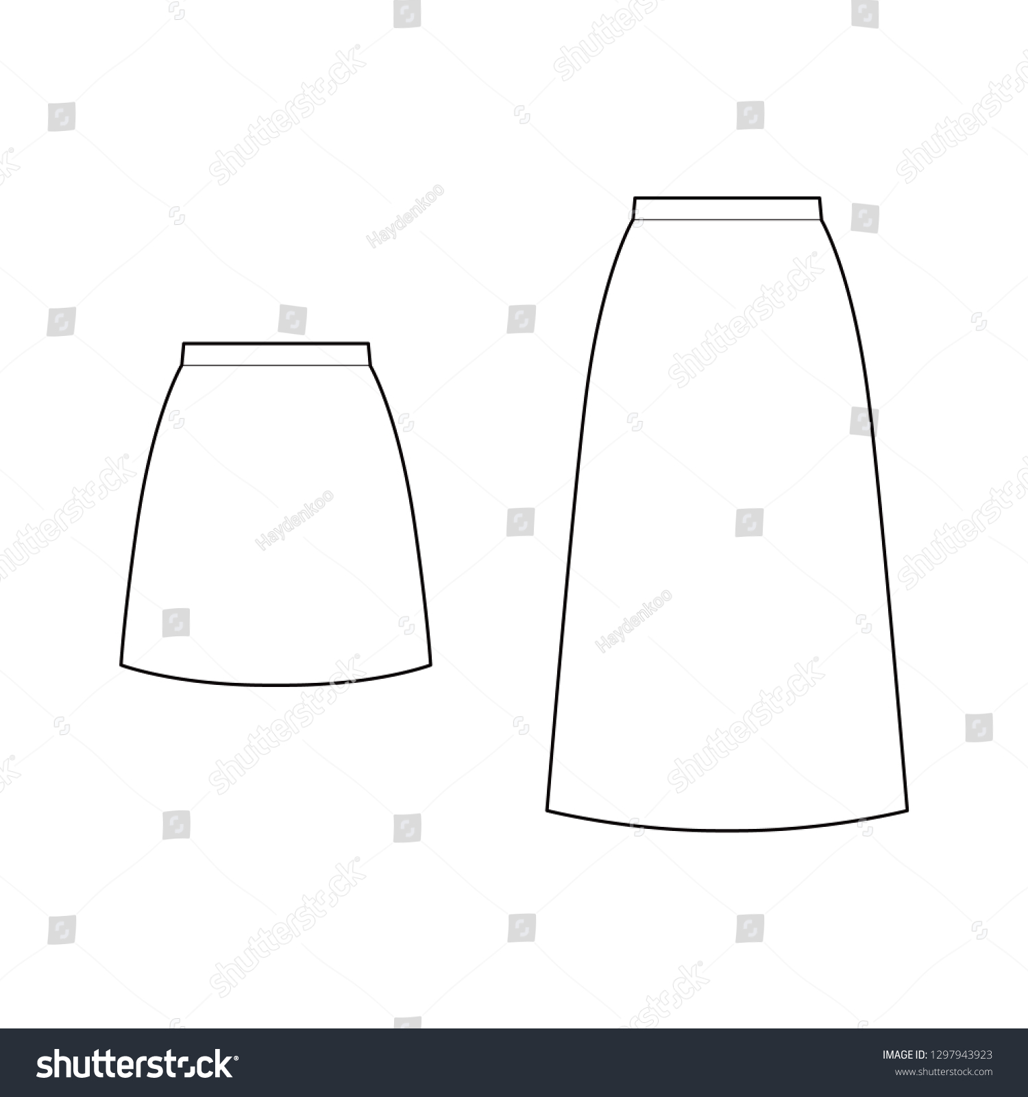 Skirt Fashion Technical Drawings Vector Template Stock Vector Royalty