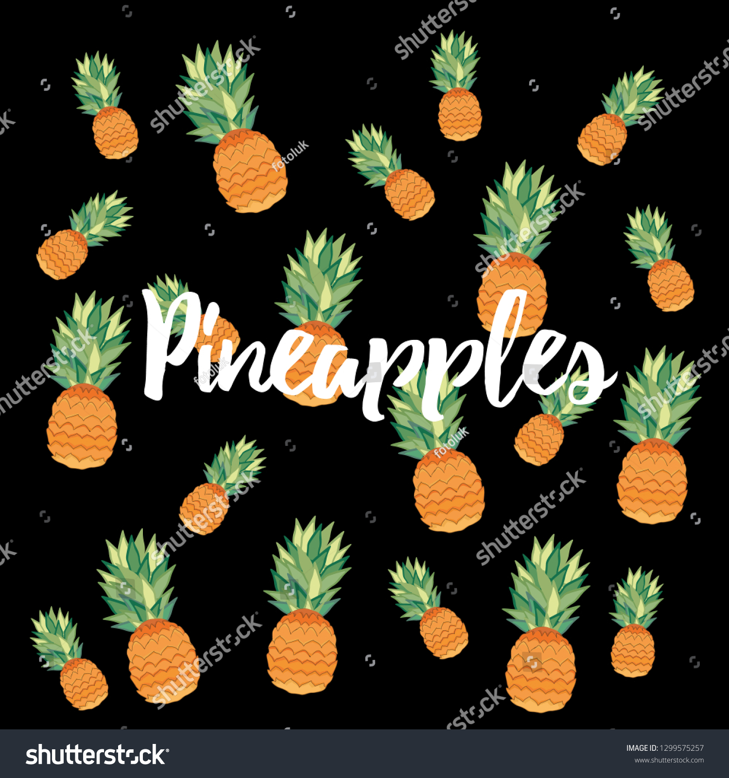 Pineapples Vector Illustration Colorful Fruits Pattern Stock Vector