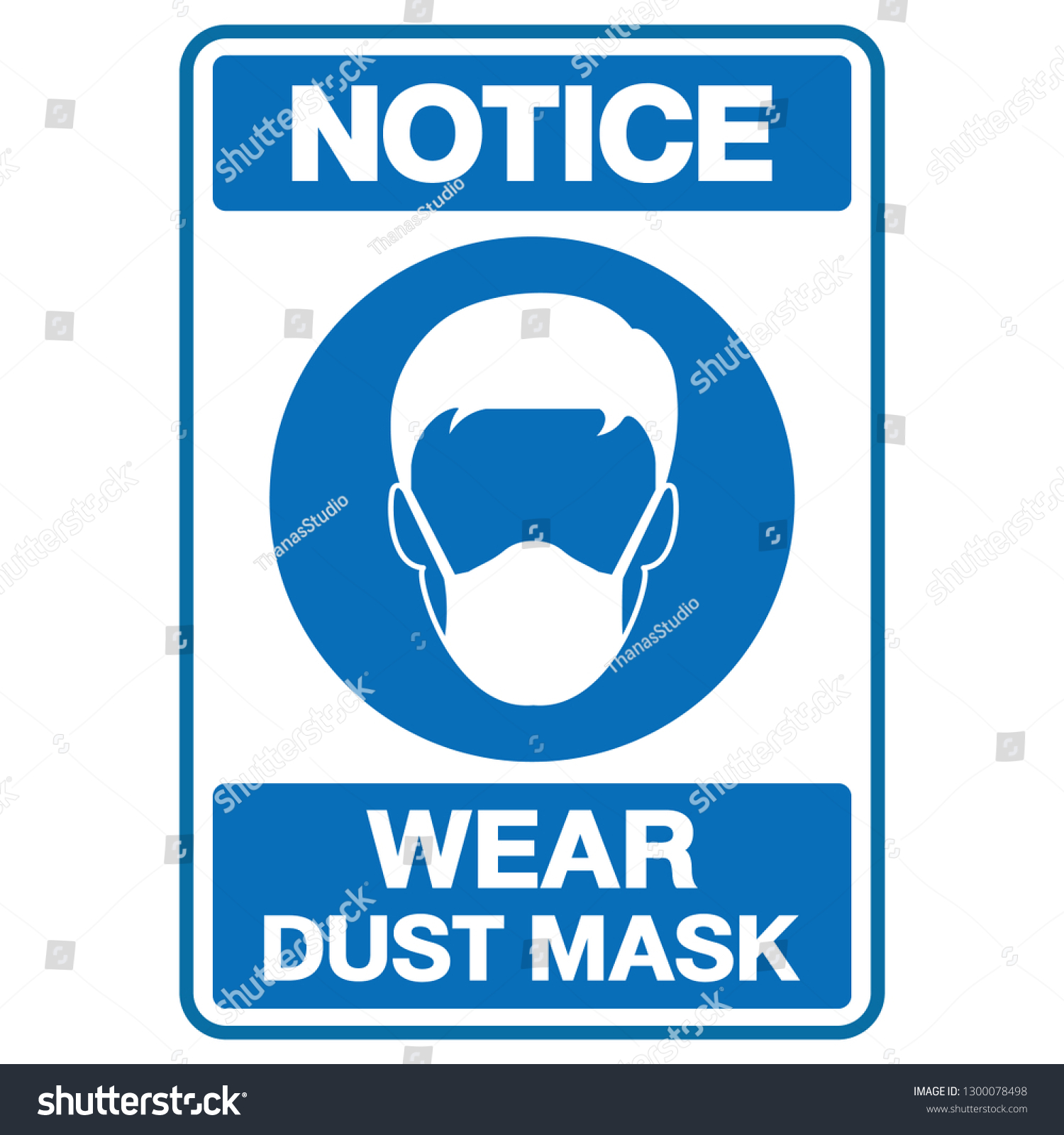 Notice Safety Sign Wear Dust Mask Stock Vector Royalty Free