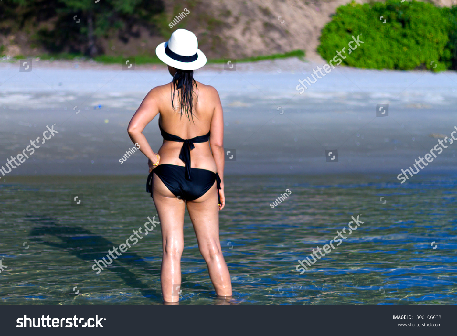 Woman Black Bikini Show Shape Big Shutterstock