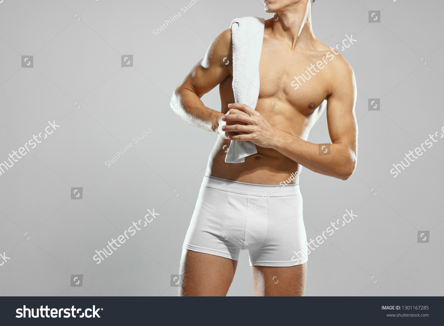 Powerful Male Athlete Nude Muscular Torso Stock Photo 1301167285