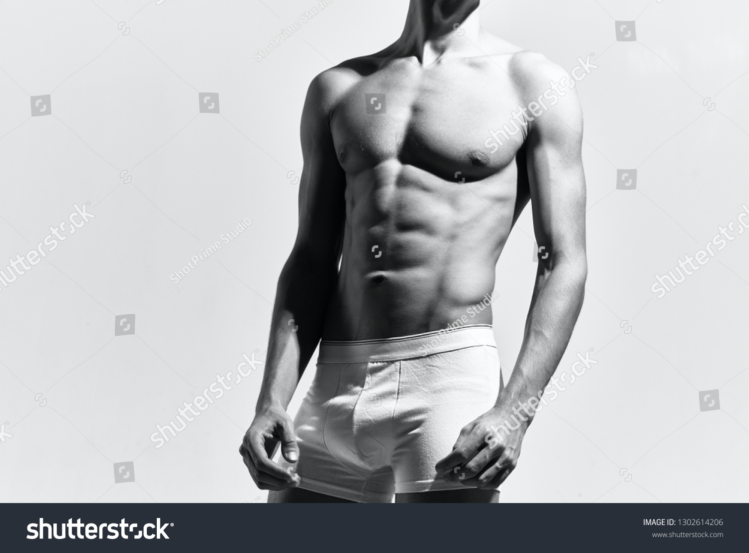 Cropped View Pumpedup Male Nude Torso Stock Photo 1302614206 Shutterstock