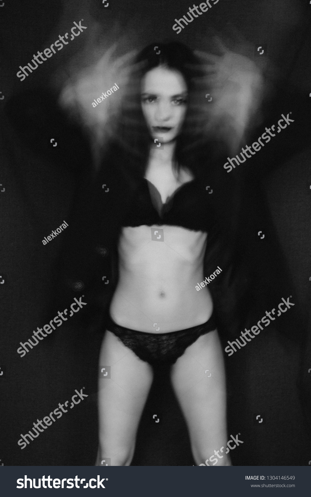 Portrait Naked Girl Mental Disorders Black Stock Photo Shutterstock