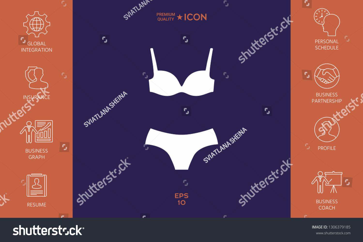 Set Lingerie Swimsuit Twopiece Bikini Silhouette Stock Vector Royalty