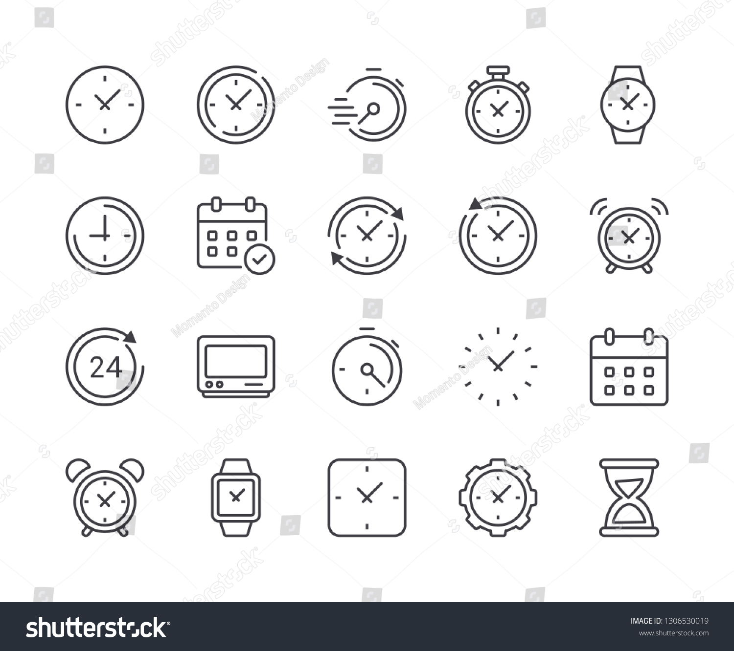 Simple Set Time Clock Line Icon Stock Vector Royalty Free 1306530019