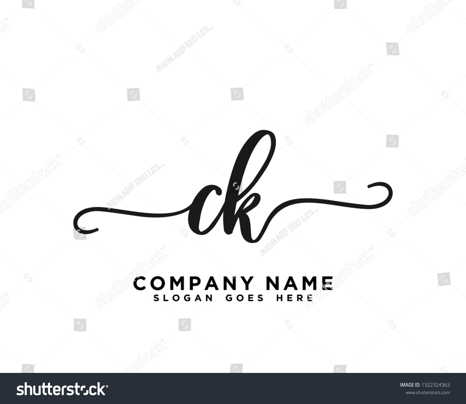 Ck Initial Handwriting Logo Vector Stock Vector Royalty Free