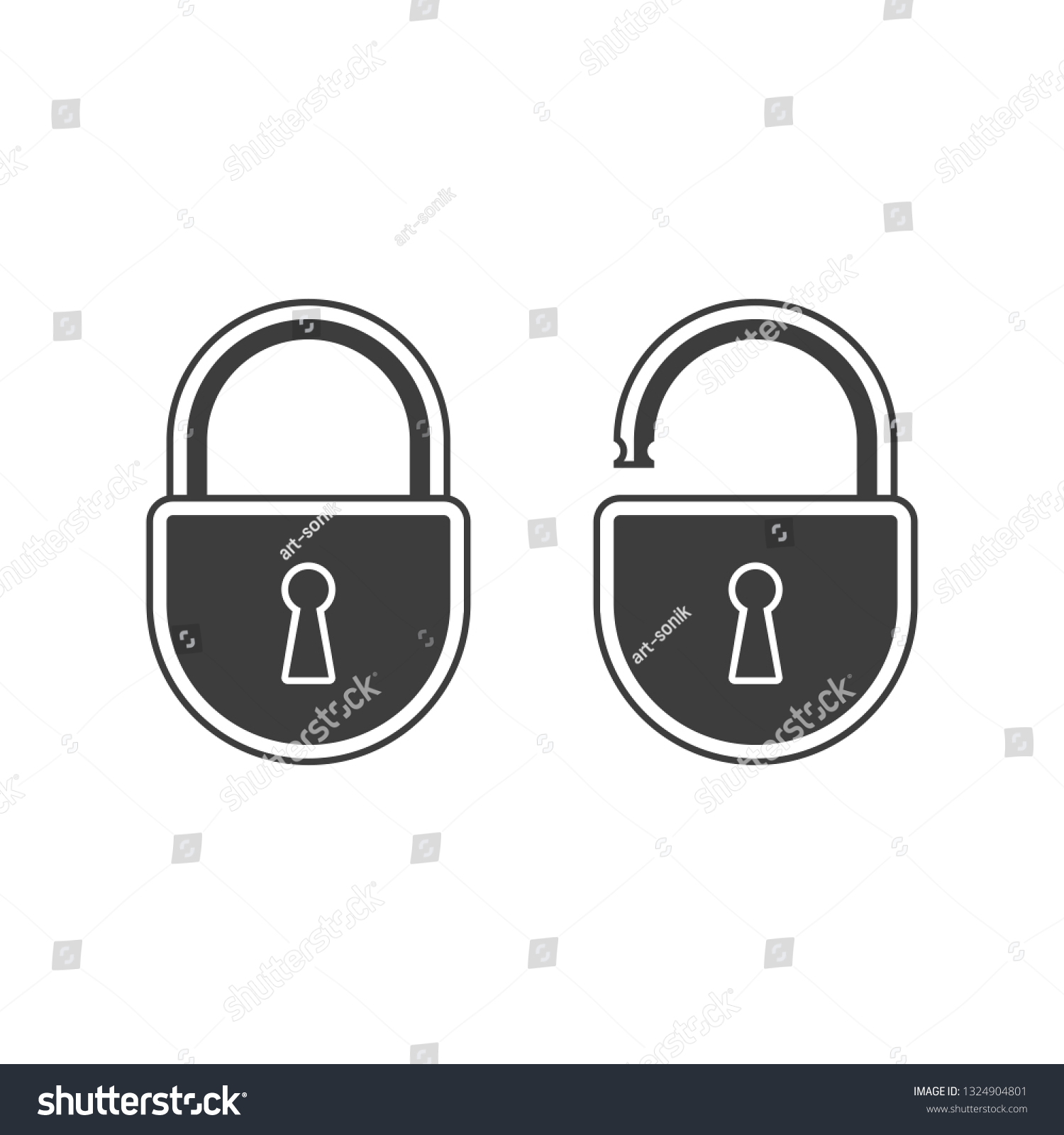 Open Closed Lock Icon Simple Style Stock Vector Royalty Free