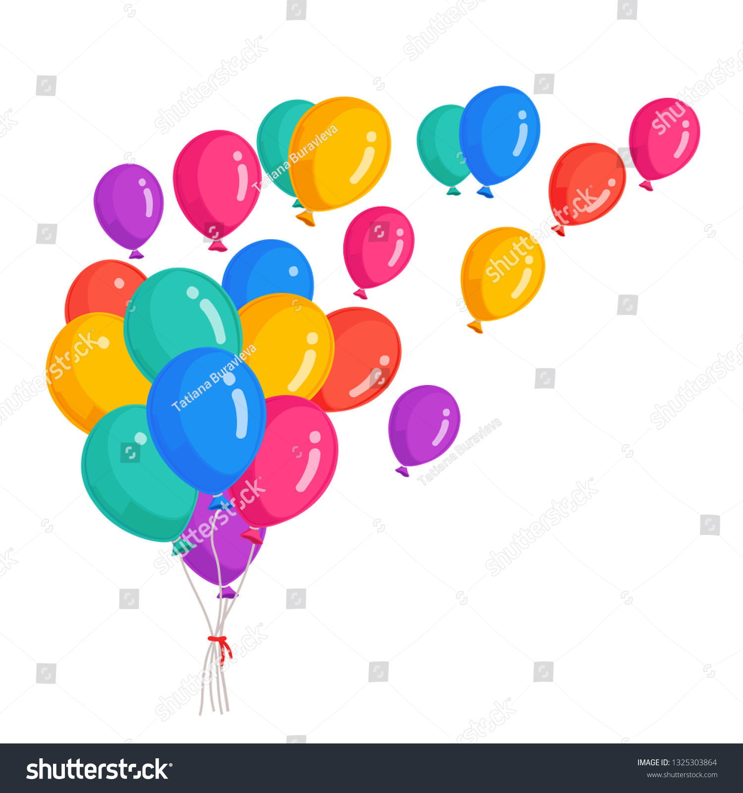 Bunch Helium Balloon Flying Air Balls Stock Vector Royalty Free