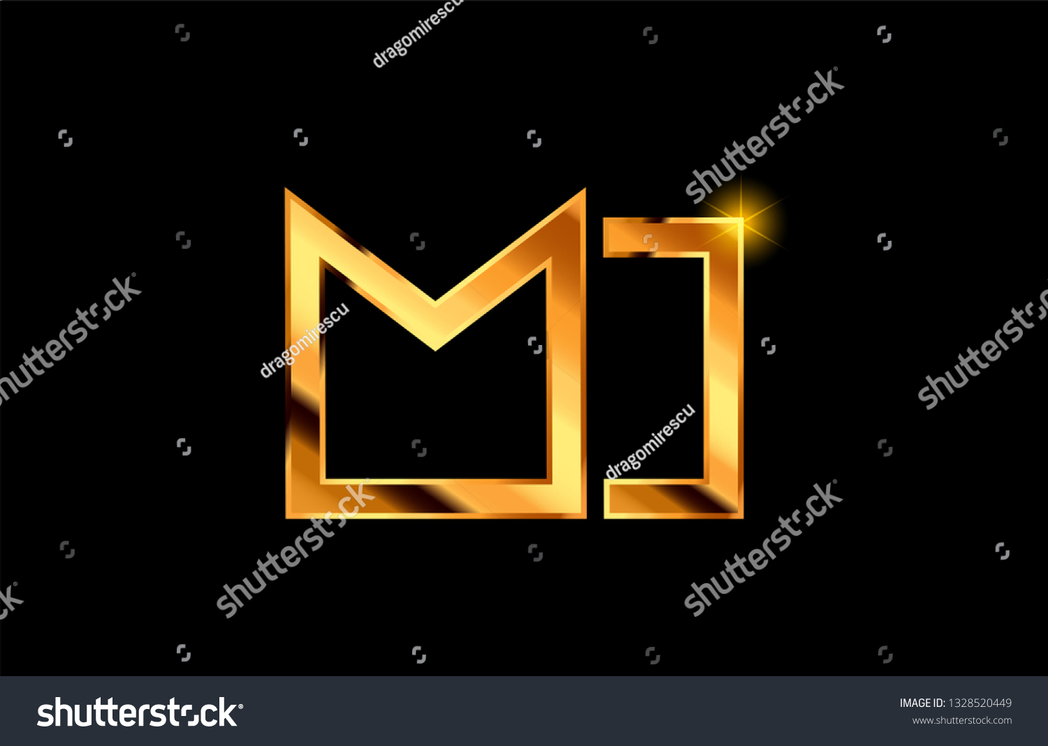 Gold Golden Metal Alphabet Letter Logo Stock Vector Royalty Free