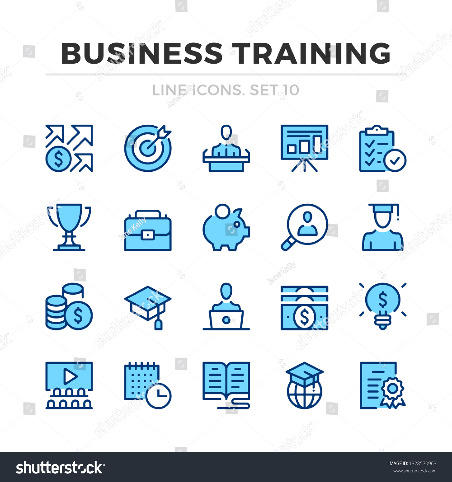 Business Training Vector Line Icons Set Stock Vector Royalty Free