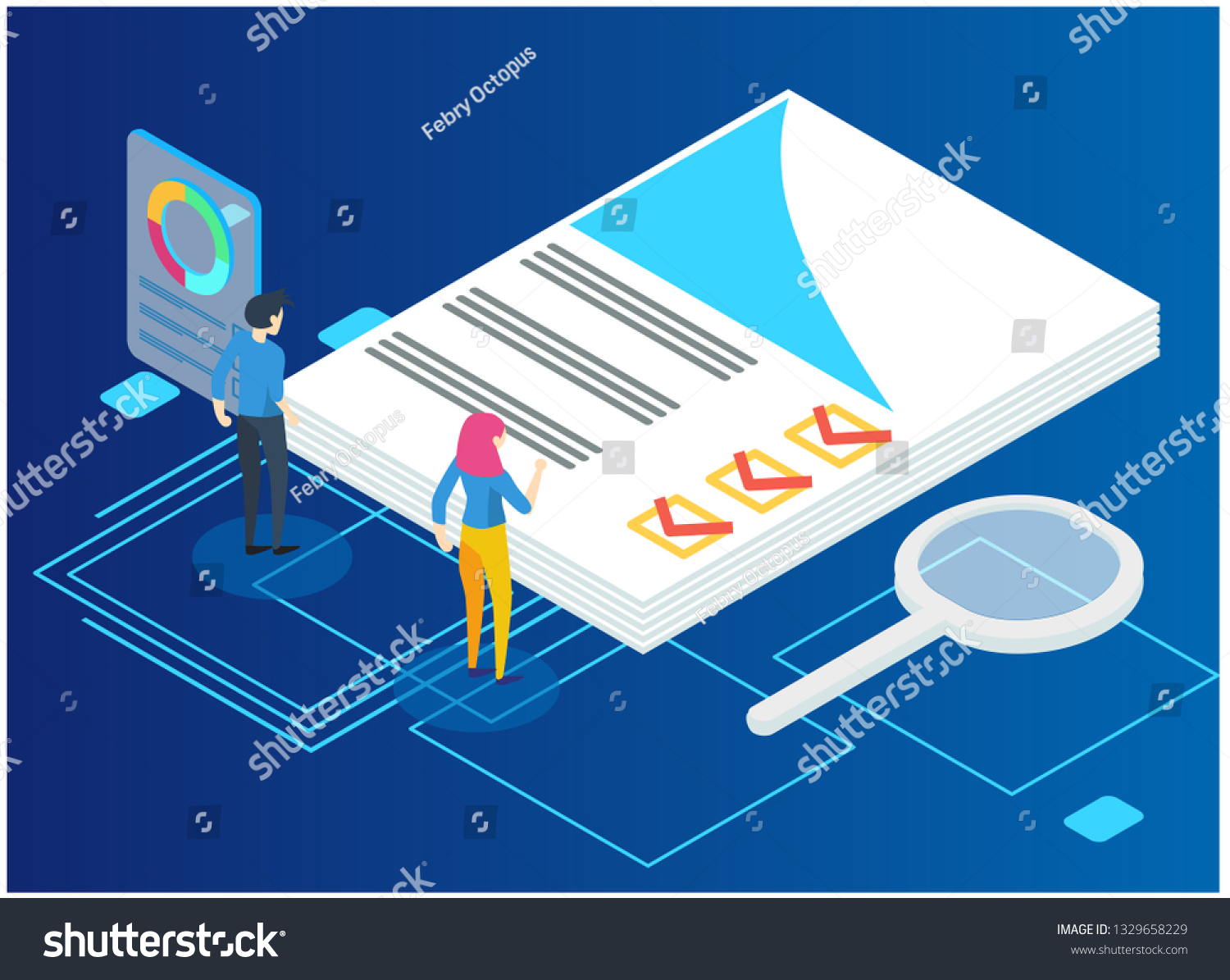 Isometric Web Banner Data Analisis Statistics Stock Vector Royalty