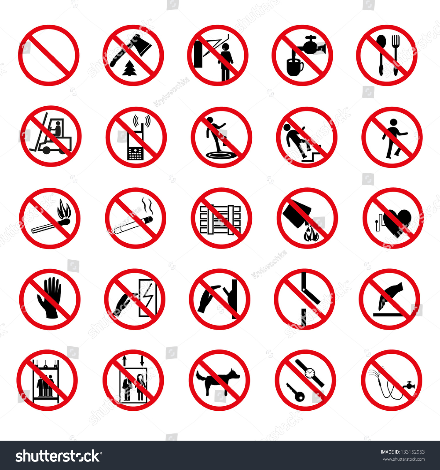 Prohibited No Stop Sign Set Useful Stock Vector Royalty Free