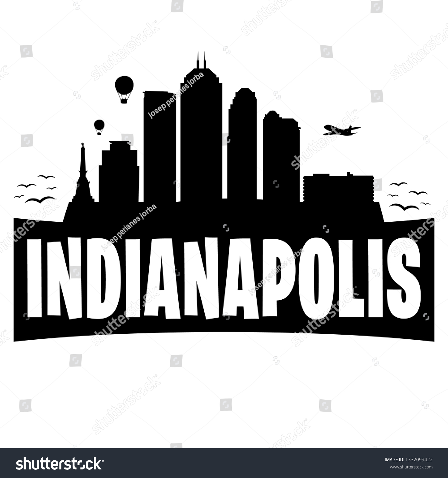 Indianapolis Indiana City Skyline Silhouette Banner Stock Vector