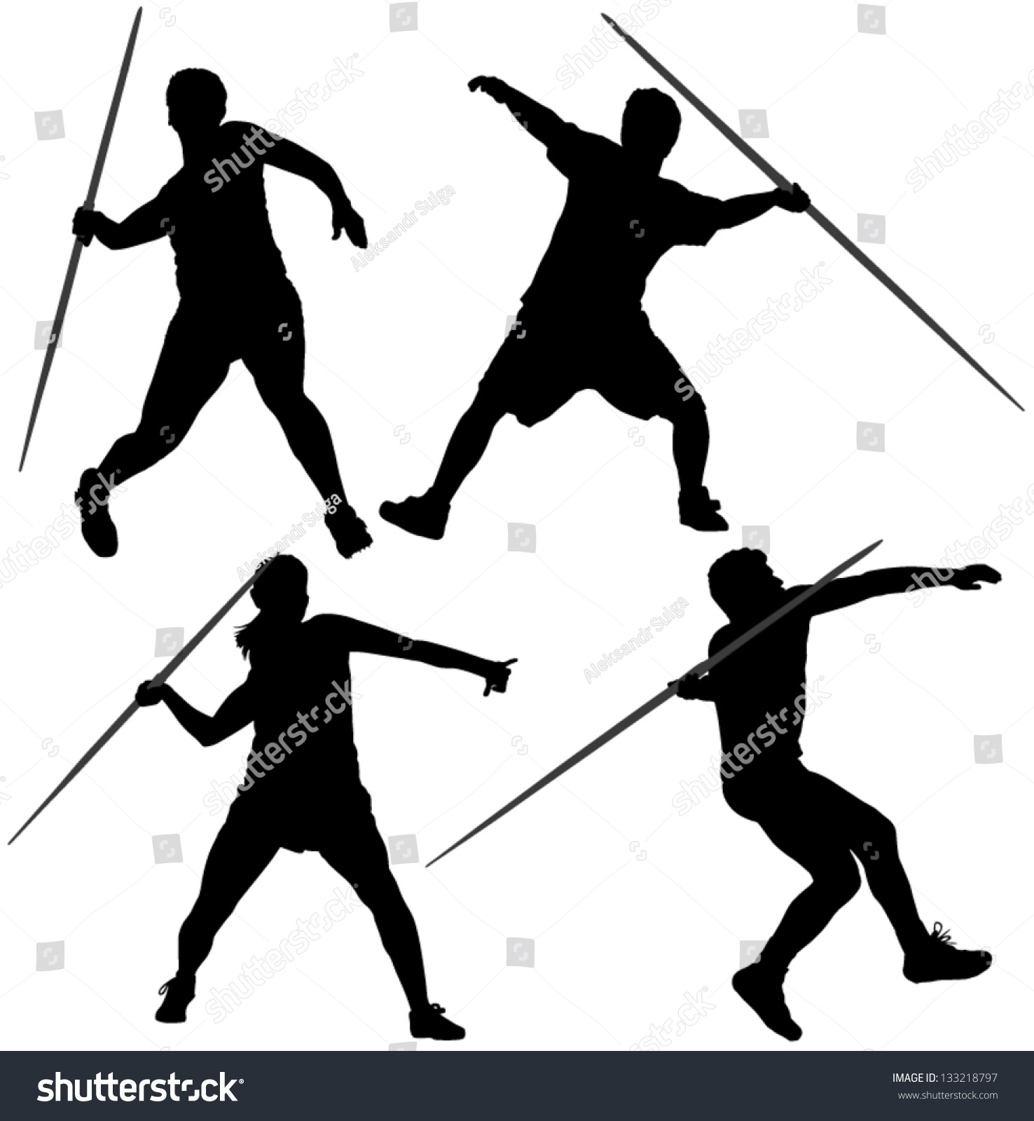 Javelin Thrower Silhouette On White Background Stock Vector Royalty