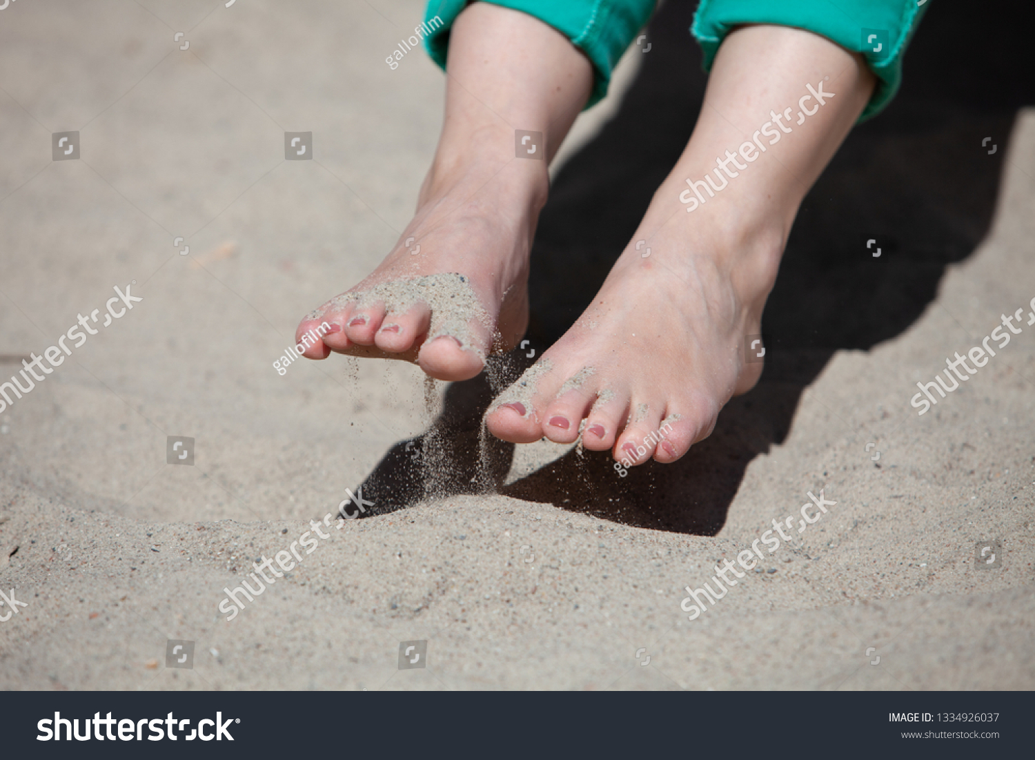 Womans Feet Toes Playing Sand Stock Photo 1334926037 Shutterstock