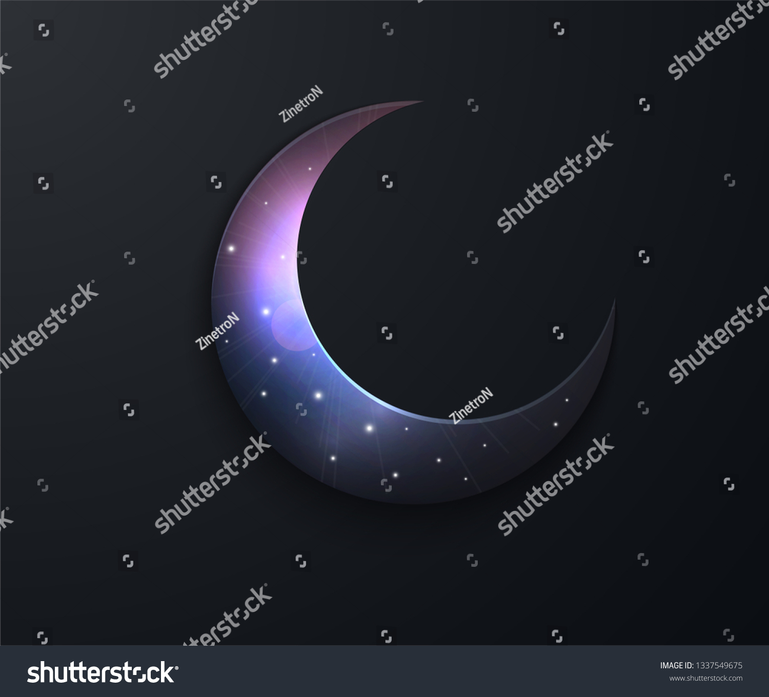 Mystical Night Sky Background Half Moon Stock Vector Royalty Free