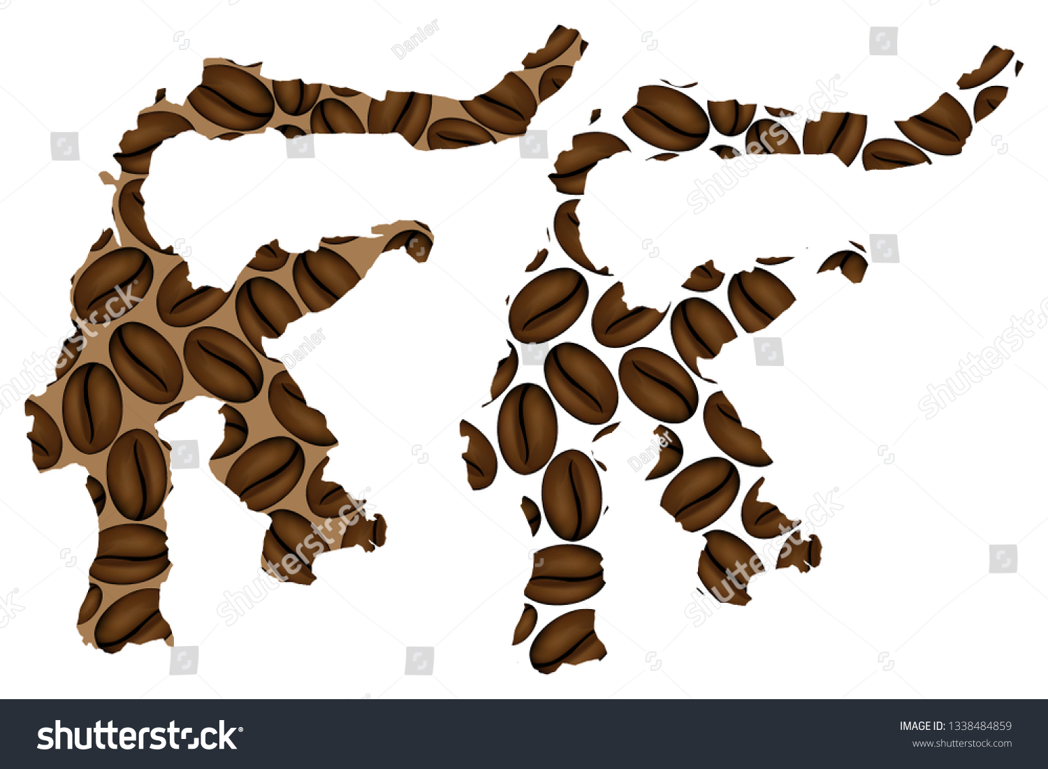 Sulawesi Celebes Map Coffee Bean Sulawesi Stock Vector Royalty Free