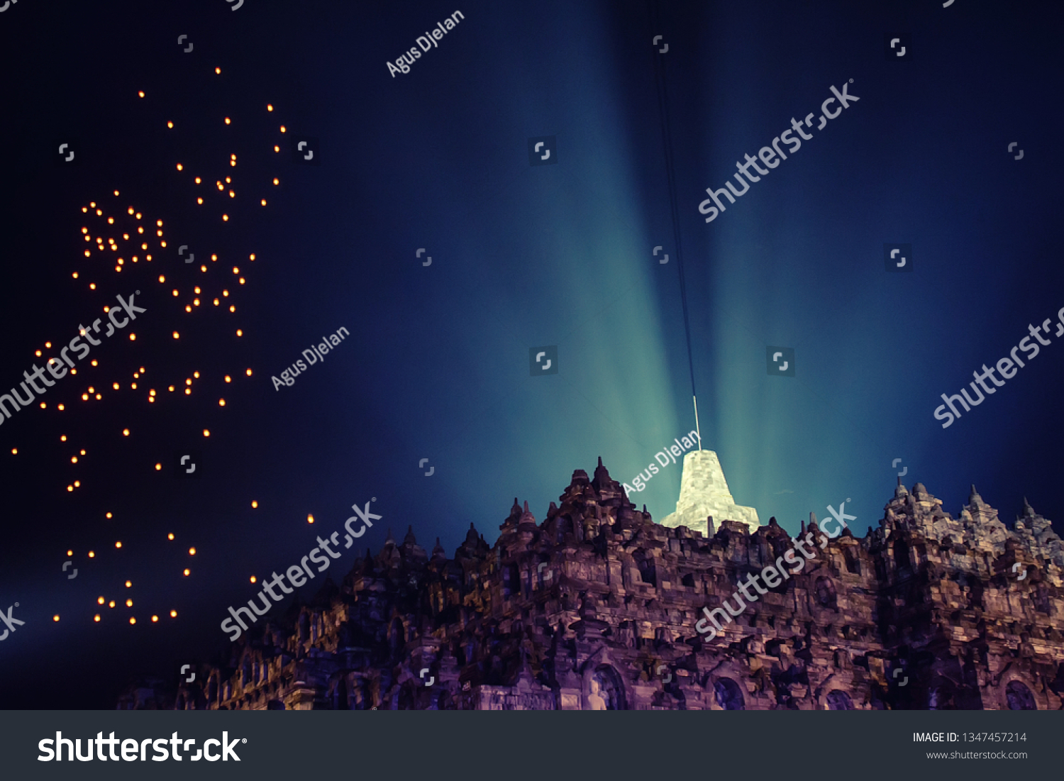 Outstanding View Lanterns Borobudur Temple Magelang Stock Photo