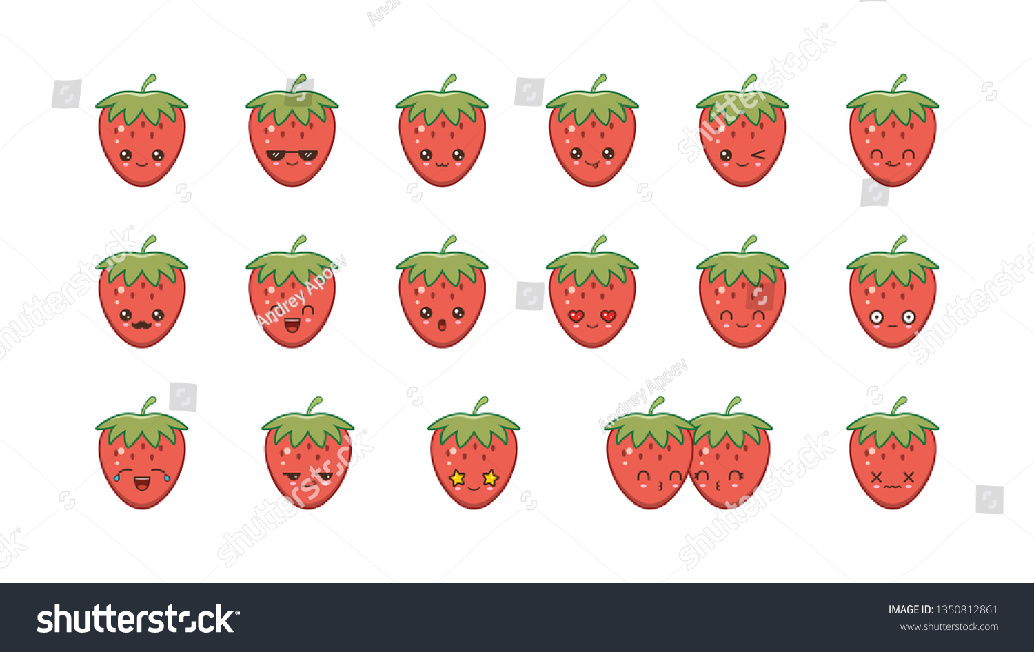 Strawberry Cute Kawaii Mascot Kawaii Food Stock Vector Royalty Free