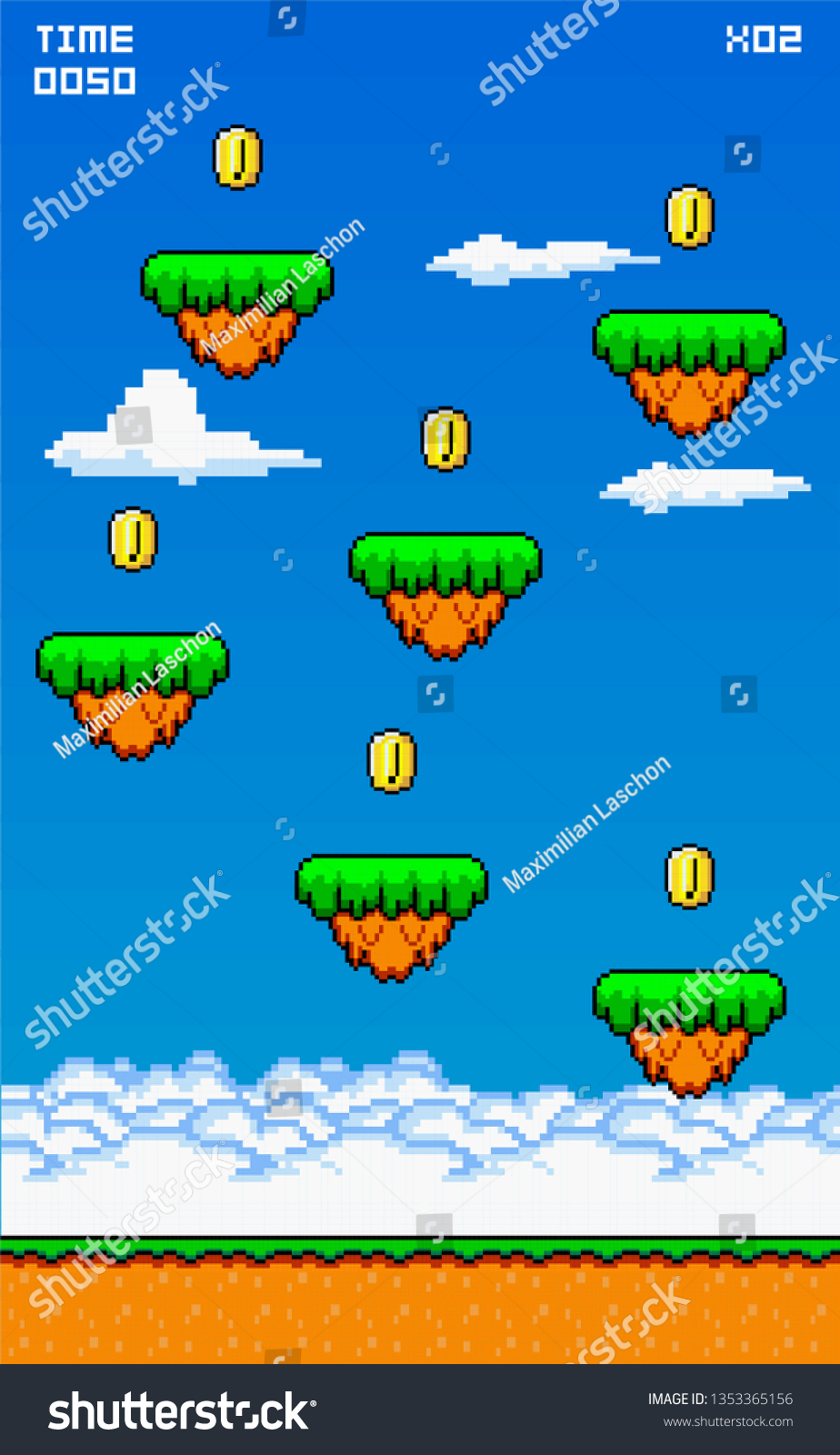 D Pixel Art Retro Game Assets Stock Vector Royalty Free