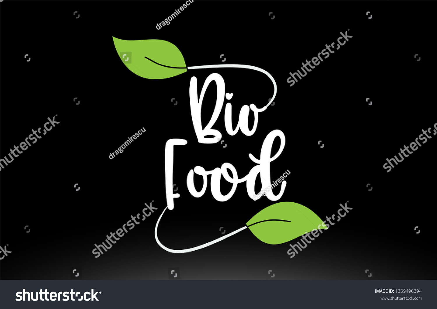 Bio Food Word Text Green Leaf Stock Vector Royalty Free 1359496394