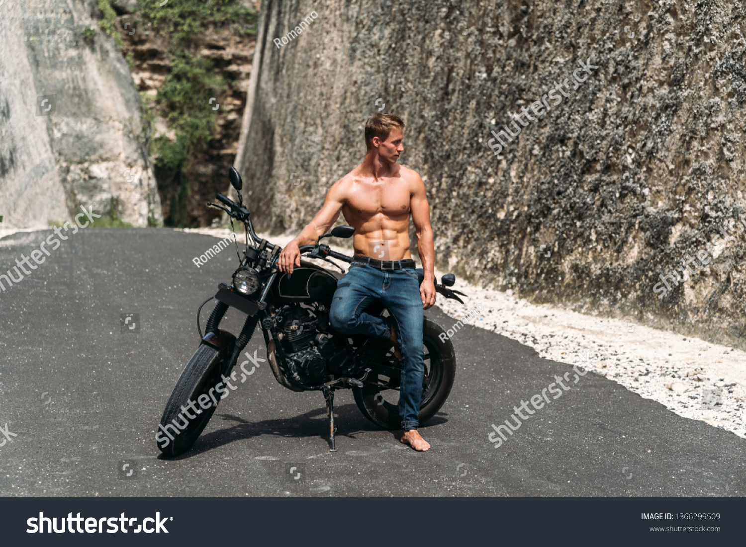 Sexy Guy Naked Body Jeans Posing Stock Photo Shutterstock