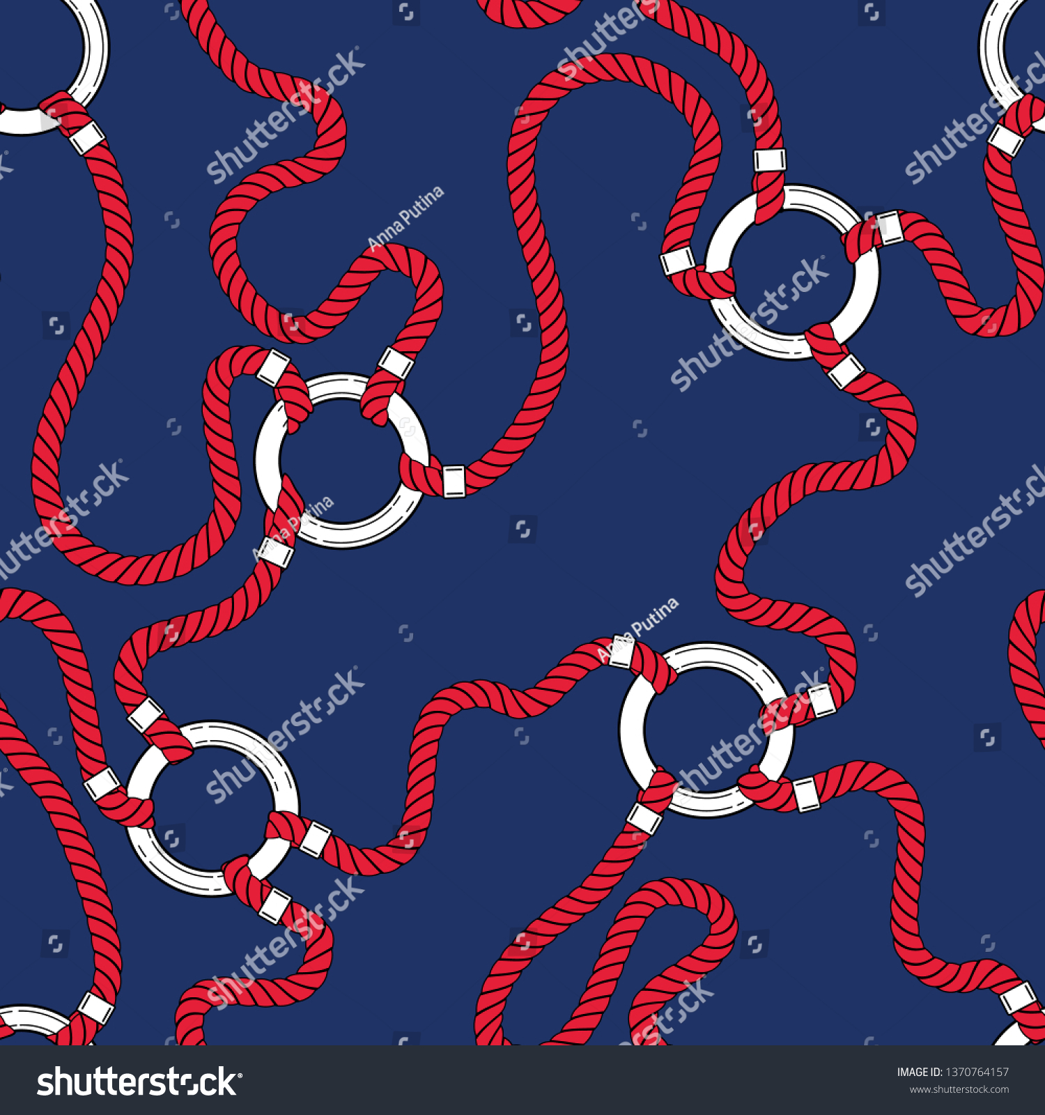 Intertwining Red Nautical Ropes Chain Links Vector De Stock Libre De