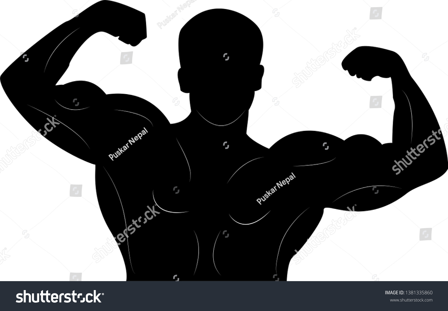 Muscle Man Upper Body Silhouette Images Stock Photos Vectors