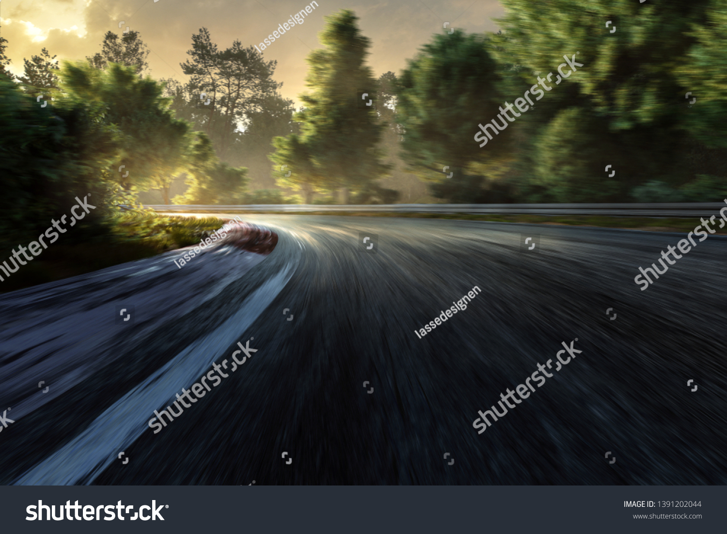 Racetrack Sunset Motion Blur 3d Rendering Stock Illustration 1391202044