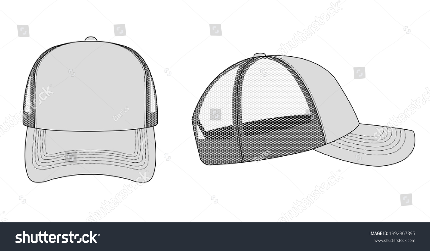 Trucker Cap Mesh Cap Template Illustration Stock Vector Royalty Free