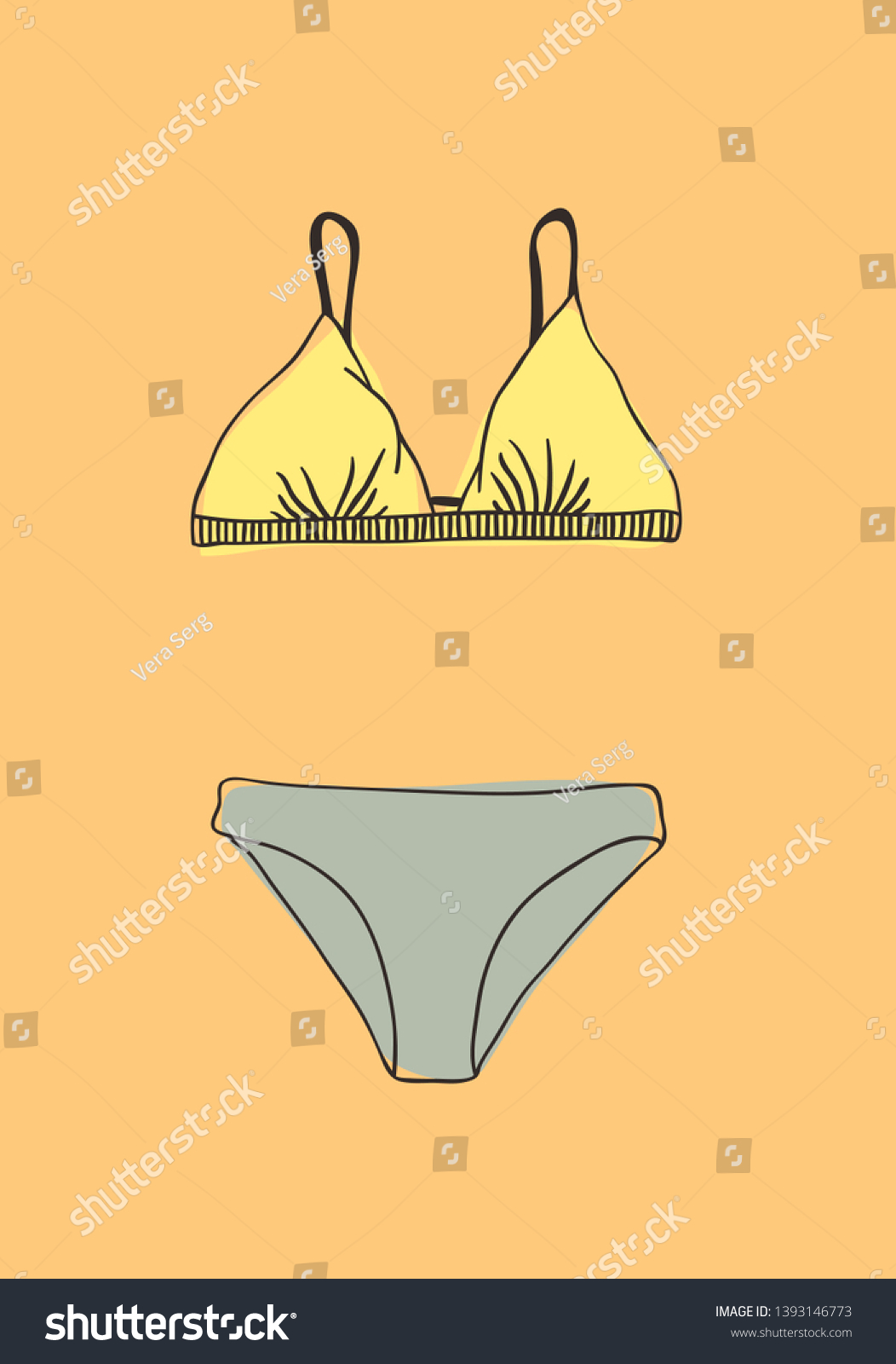 Hand Drawn Summer Bikini Illustration Actual Stock Vector Royalty Free